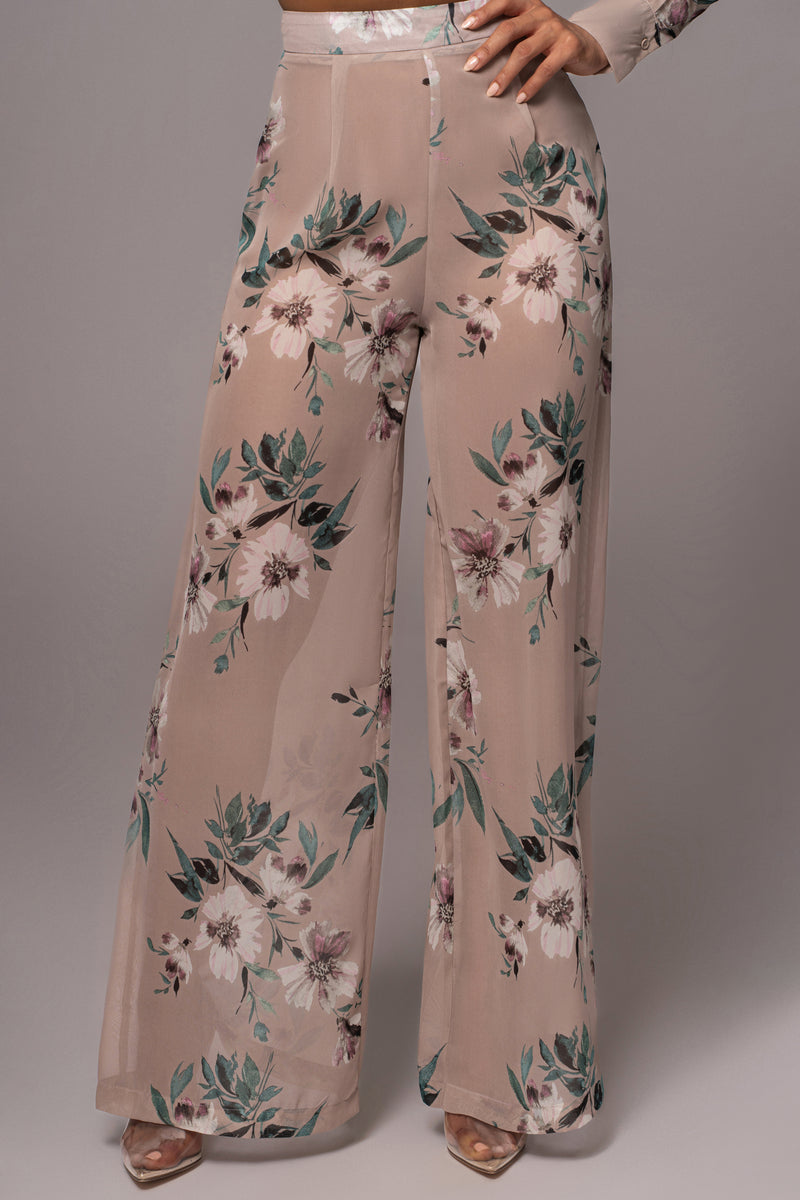 Purple Floral Stay For A While Printed Trousers - JLUXLABEL