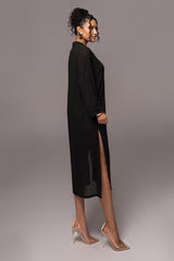 Black Sunlight Crinkled Mesh Skirt Set - JLUXLABEL