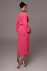 Fuchsia Sunlight Crinkled Mesh Skirt Set - JLUXLABEL