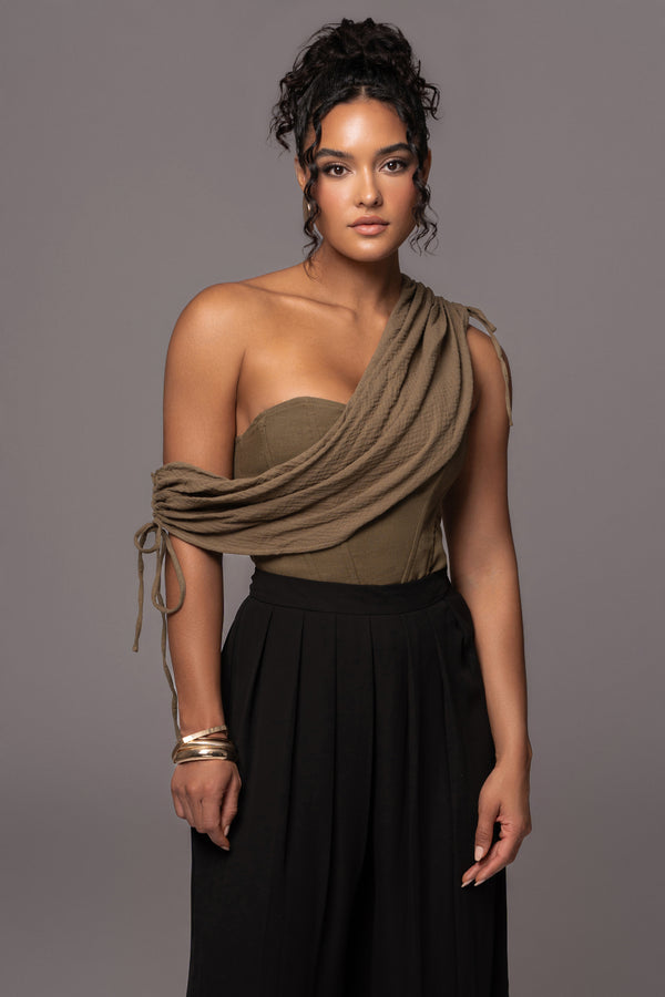 Olive New Obsession Draped Top - JLUXLABEL