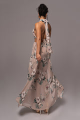 Purple Floral Nicoletta Chiffon Maxi Dress - JLUXLABEL