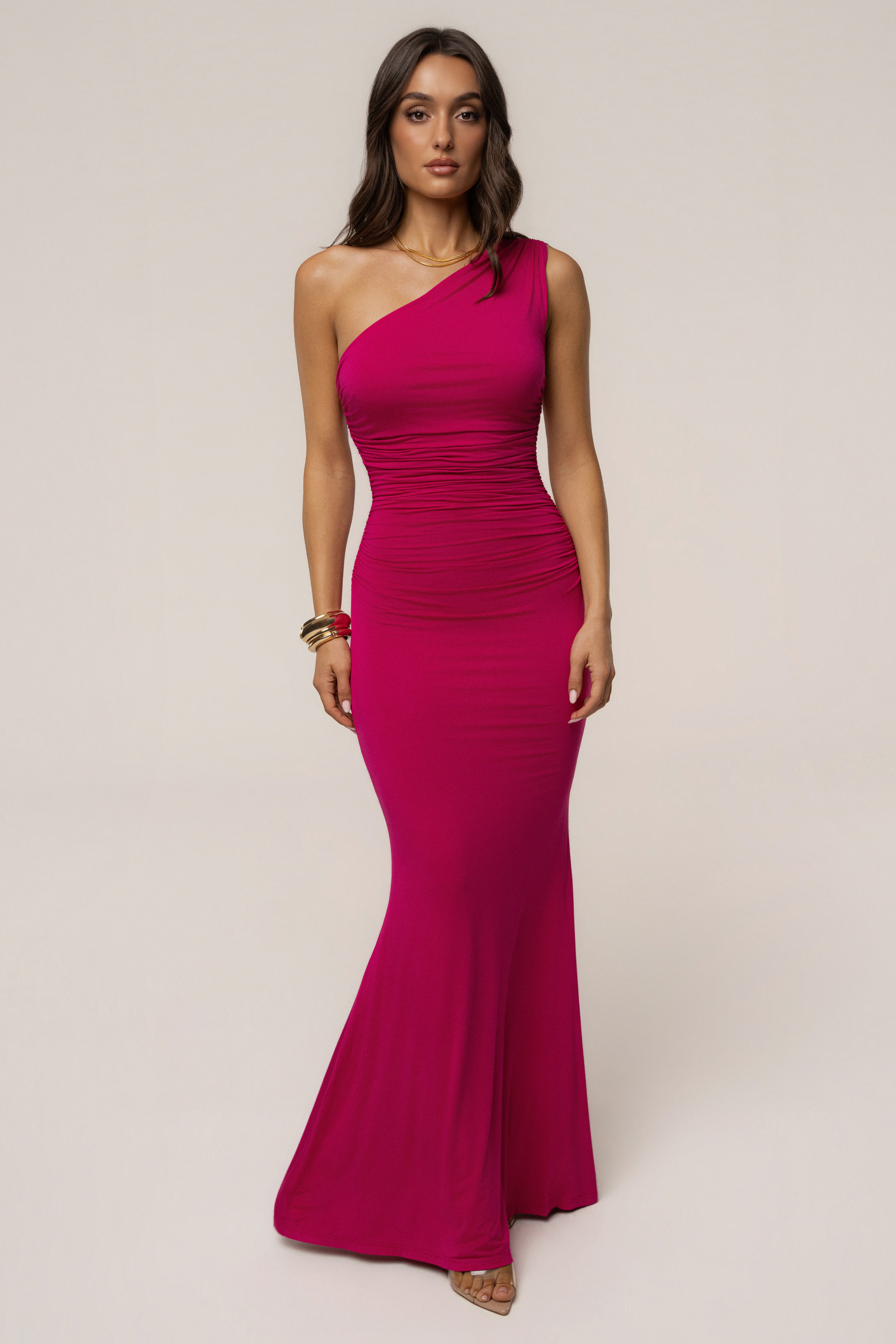Fuchsia Night Affair maxi dress by JLUXLABEL, flowing evening dress with a fitted bodice and elegant length, perfect for formal occasions.