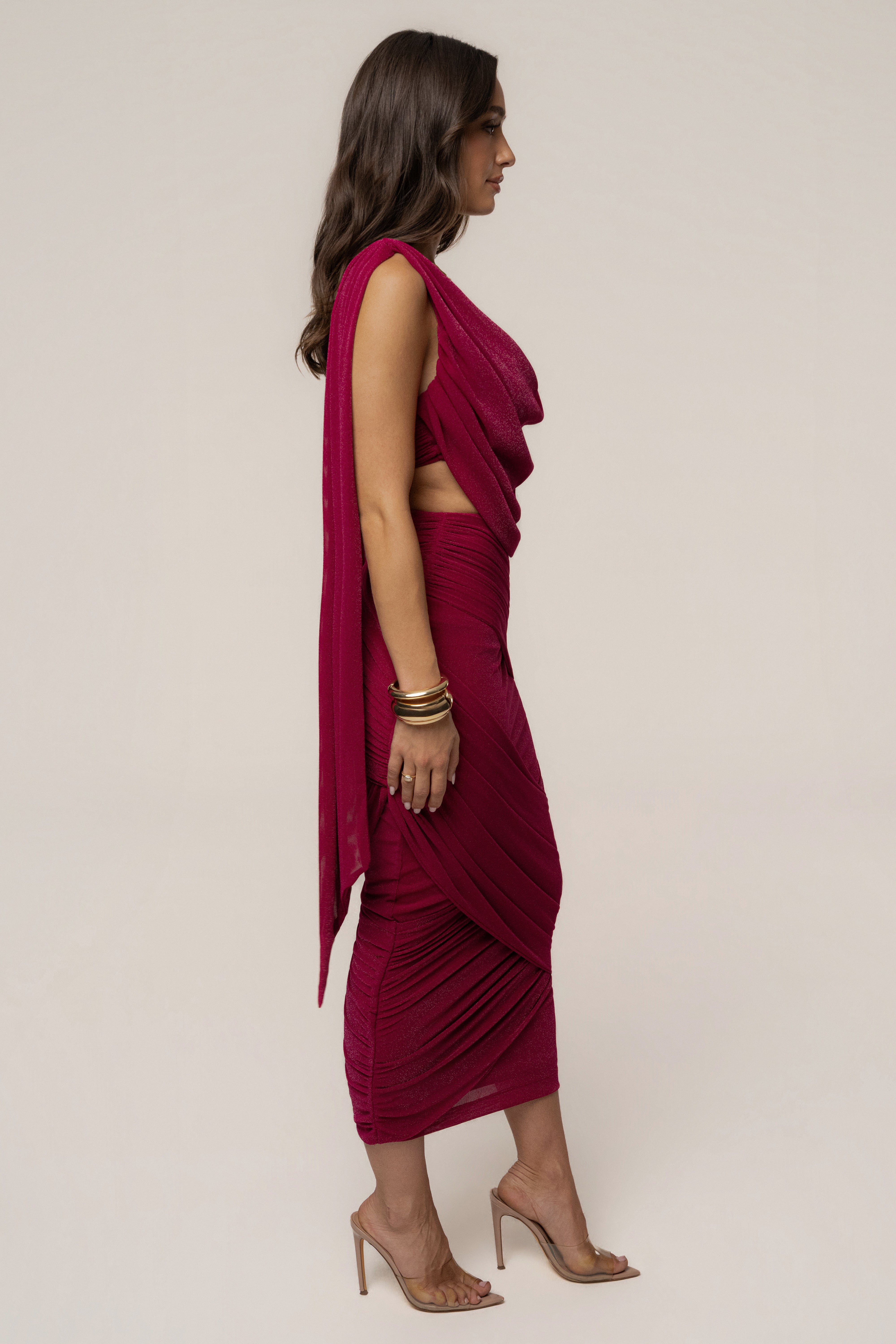 Fuchsia Divine Drape Skirt Set
