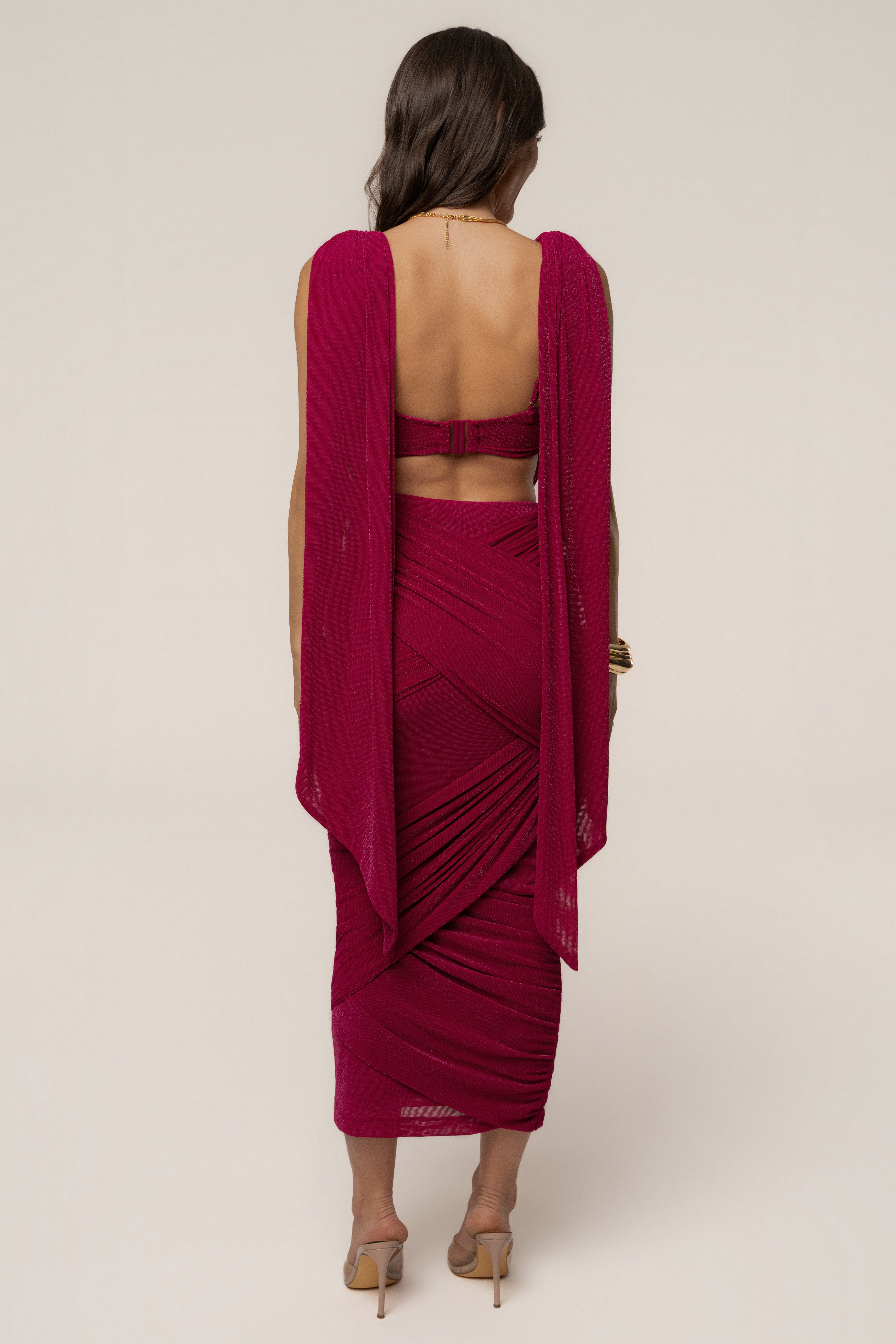 Fuchsia Divine Drape Skirt Set