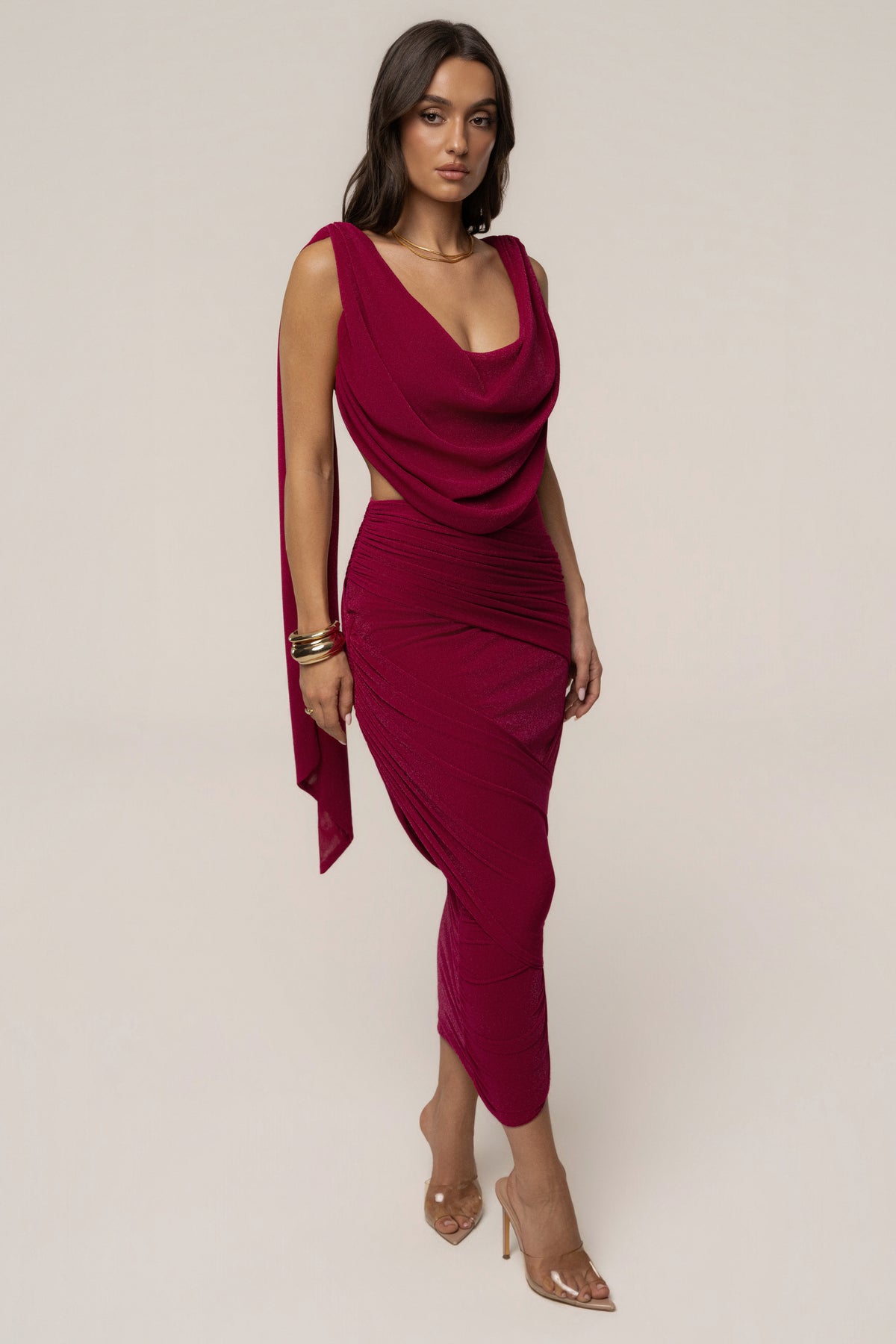 Fuchsia Divine Drape Skirt Set - JLUXLABEL