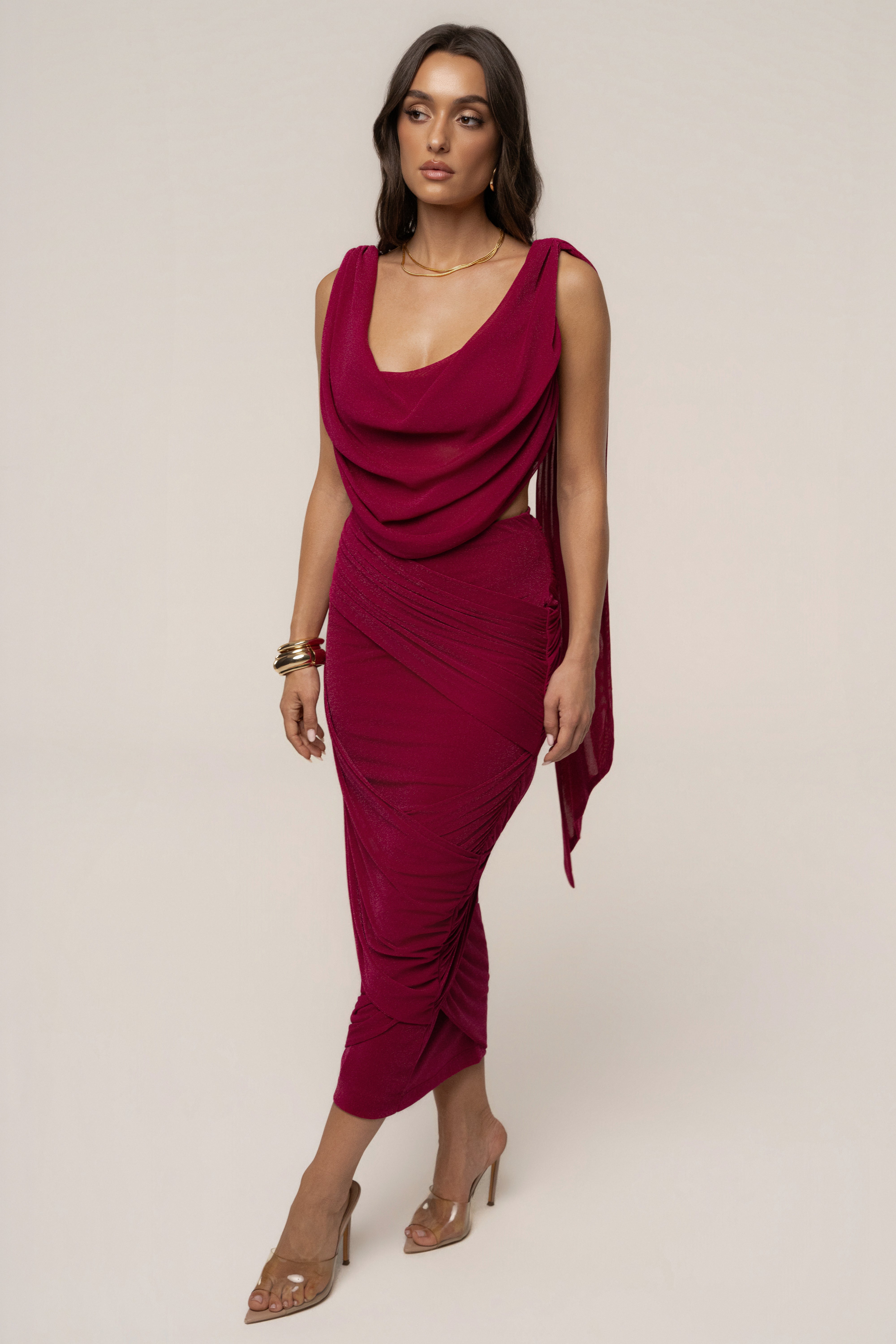 Fuchsia Divine Drape Skirt Set