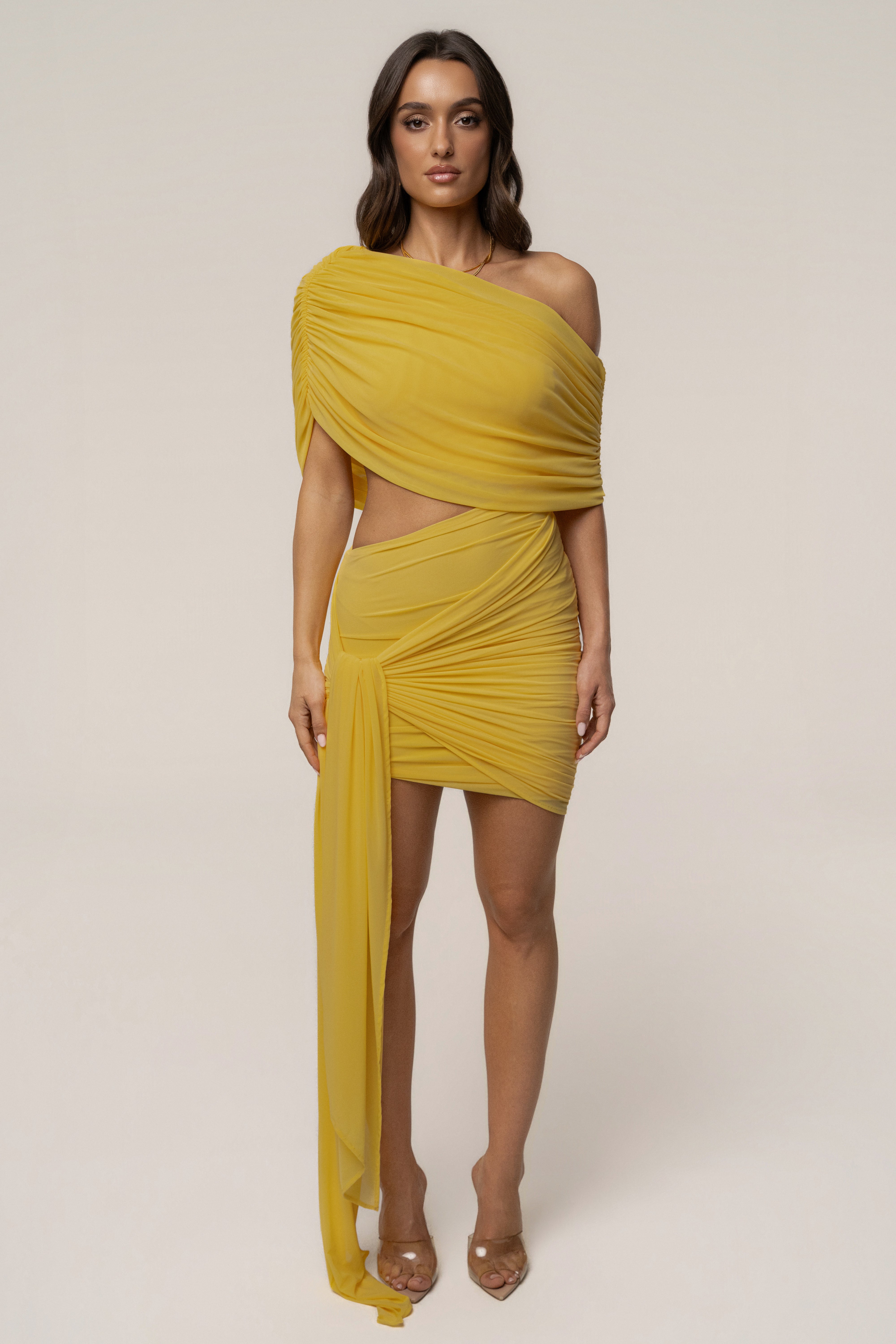 Yellow All You Need Cutout Dress - JLUXLABEL
