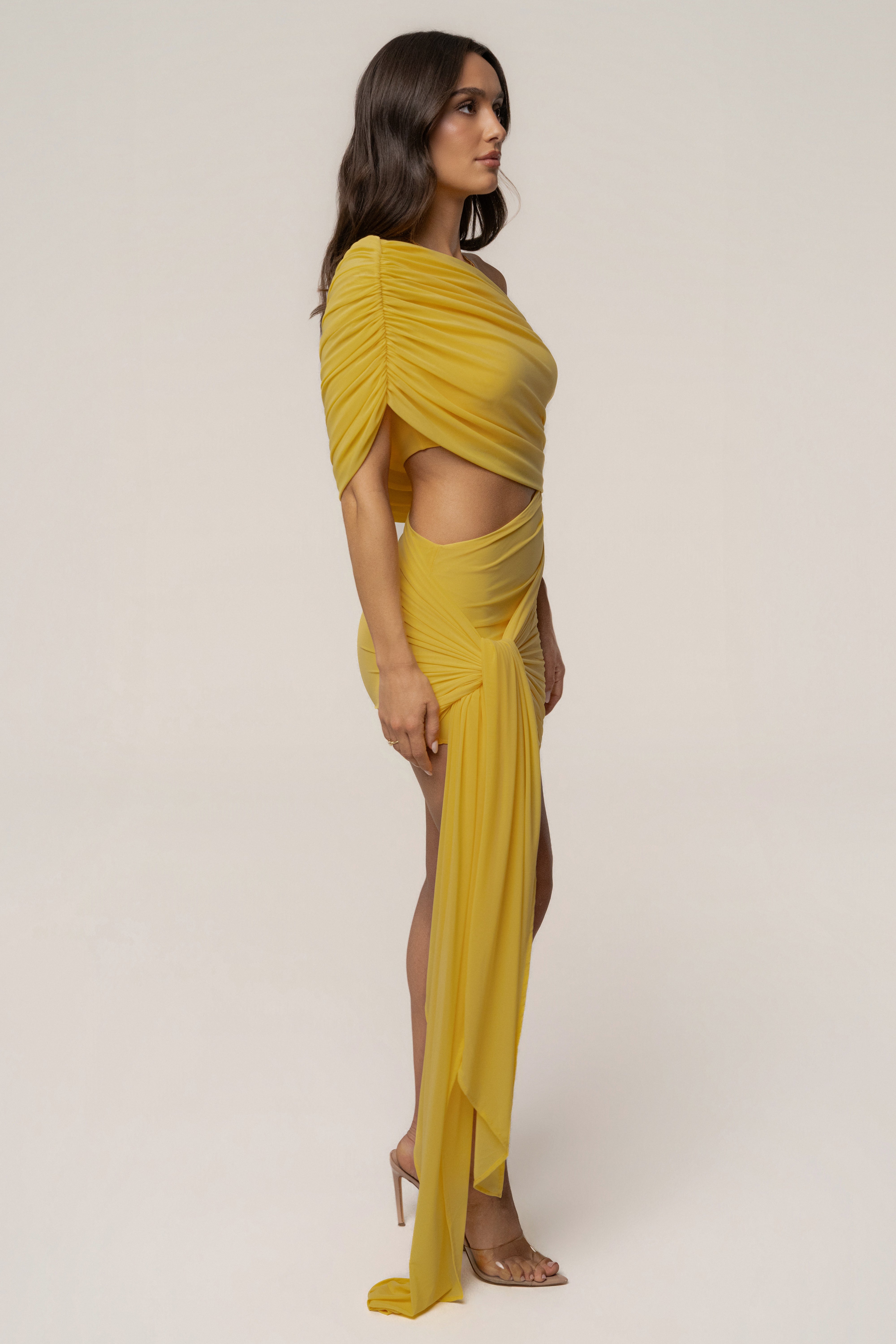 Yellow All You Need Cutout Dress - JLUXLABEL