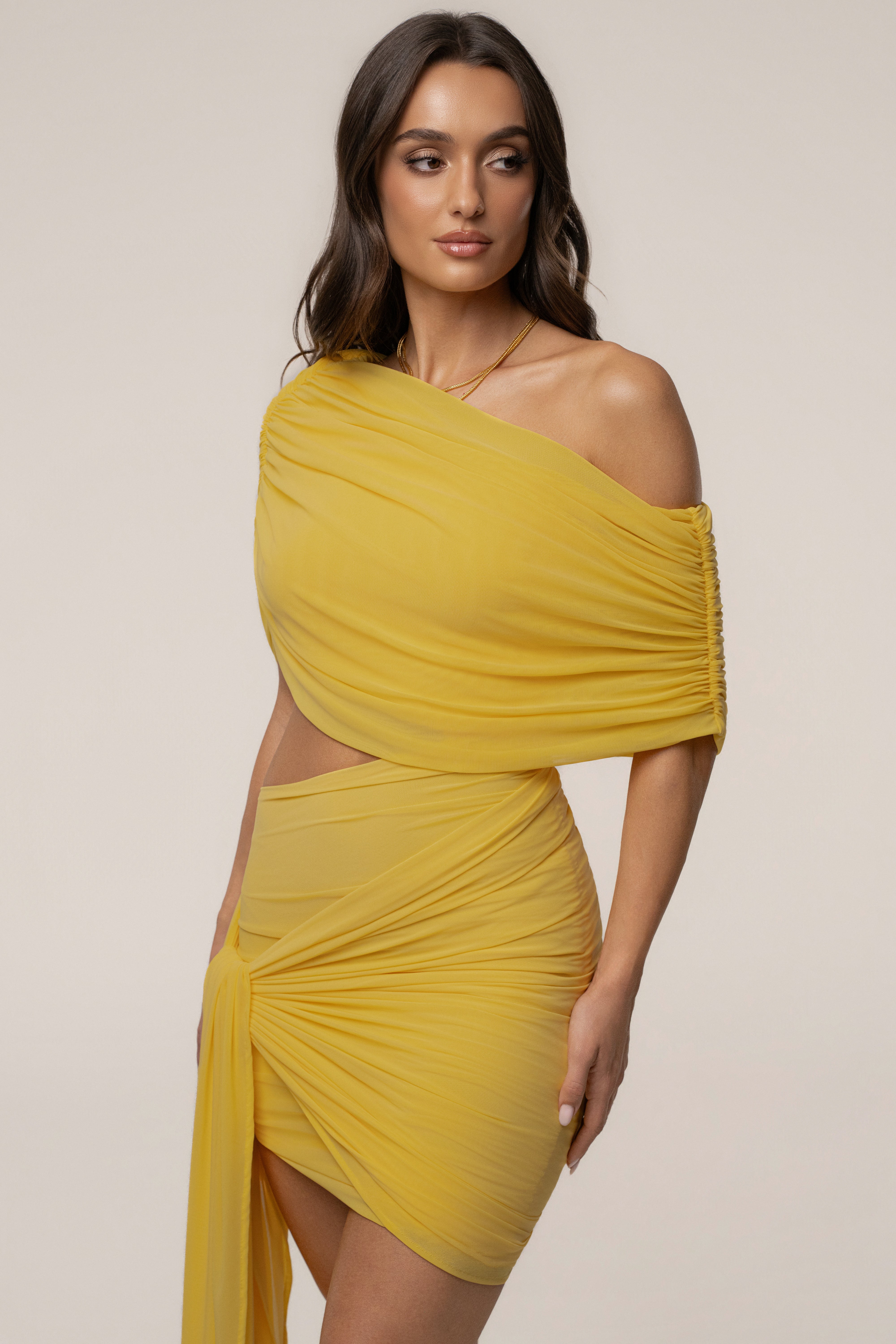 Yellow All You Need Cutout Dress - JLUXLABEL