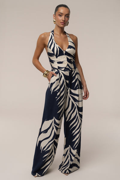 Navy Palm Print Tropical Daze Pant Set