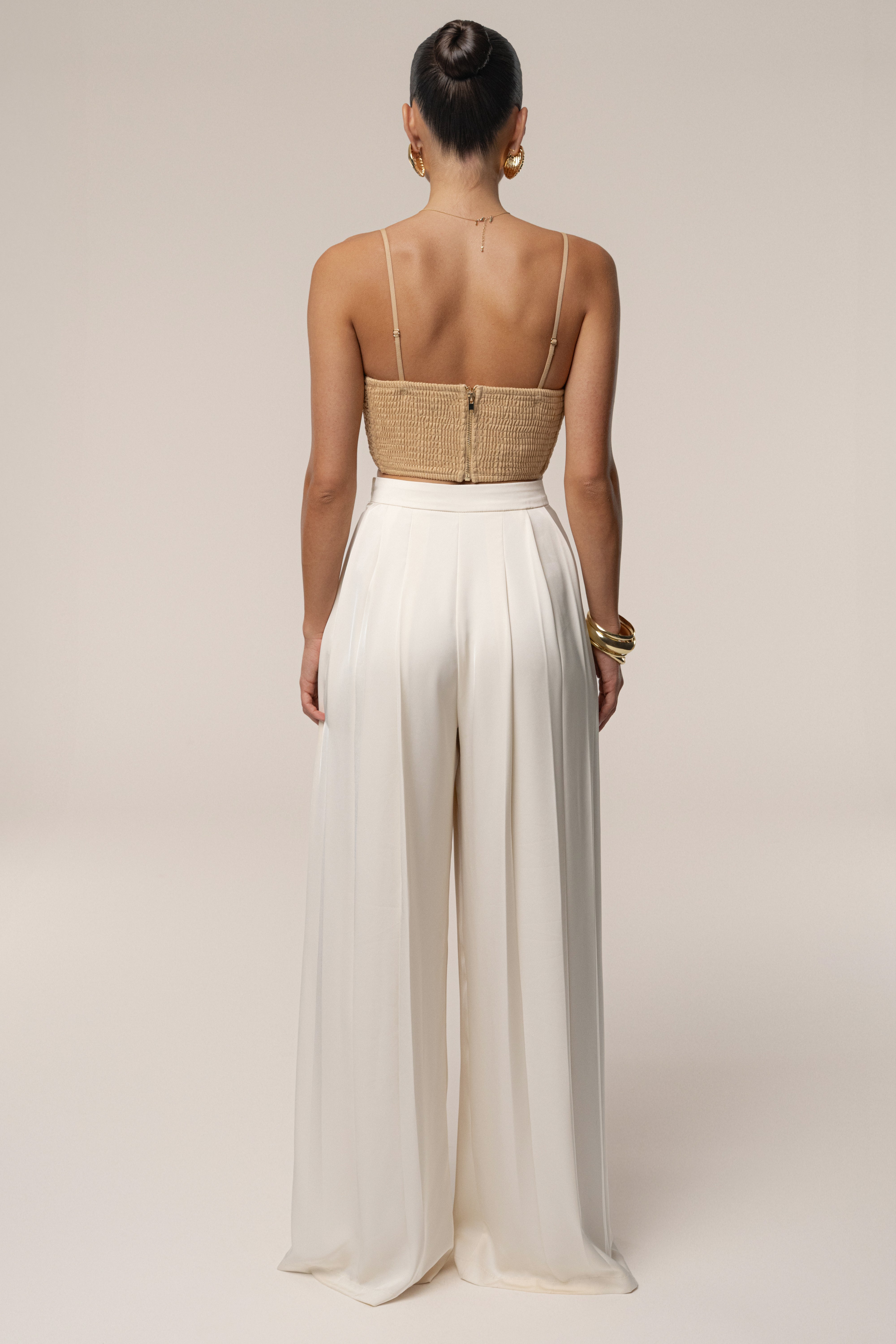 Beige Sail Away Texture Bustier - JLUXLABEL