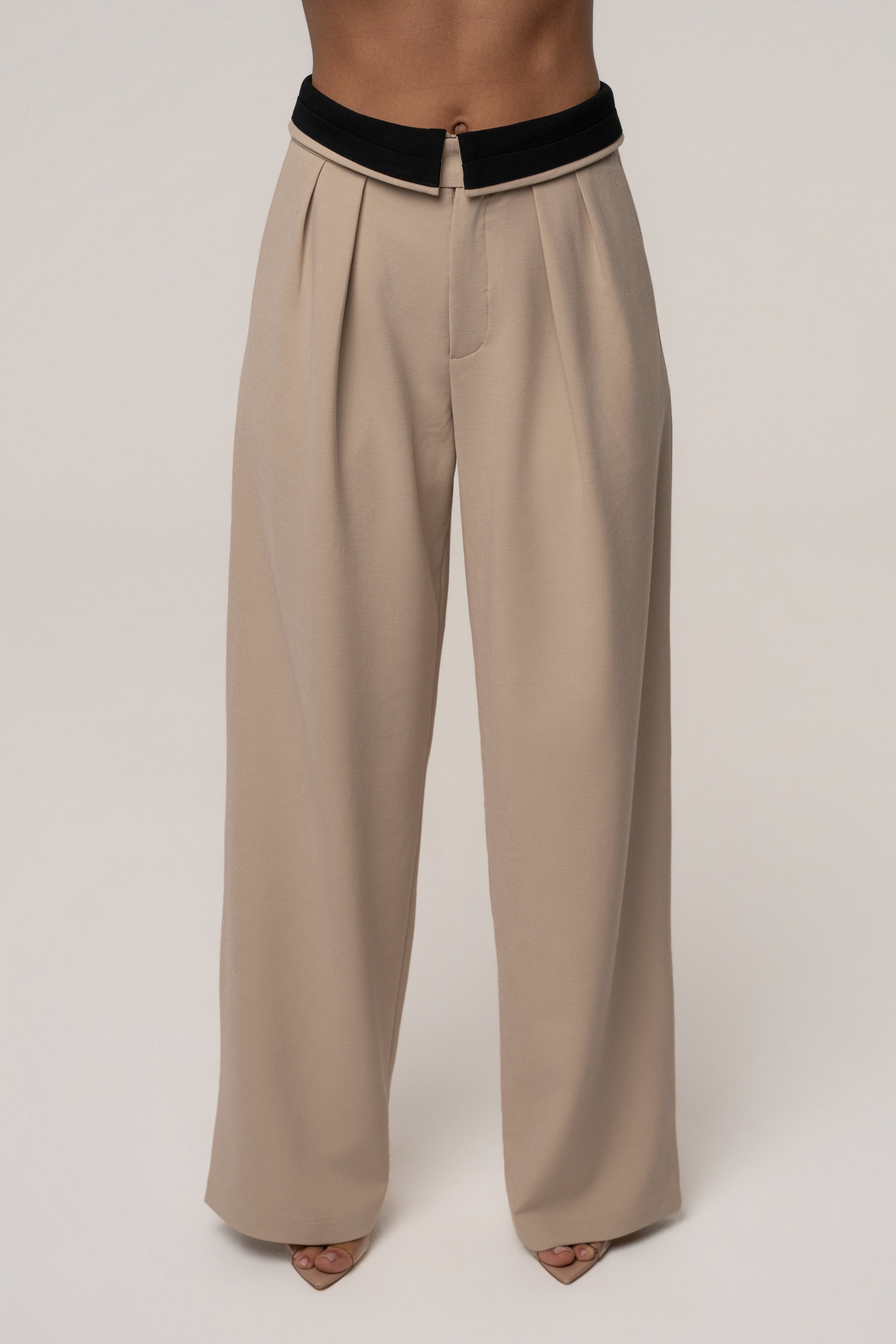Stone/Black Command Pleat Trouser