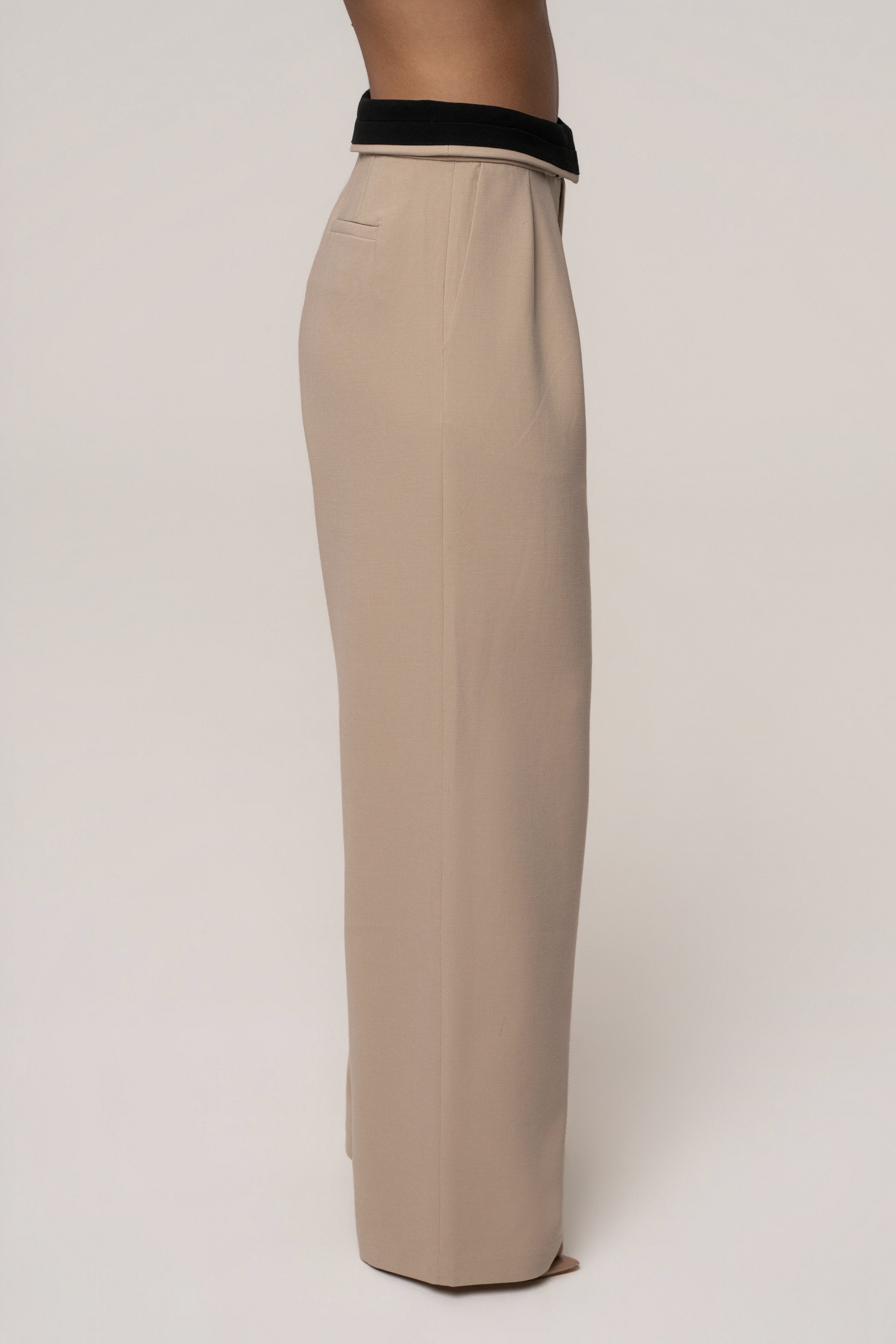 Stone/Black Command Pleat Trouser