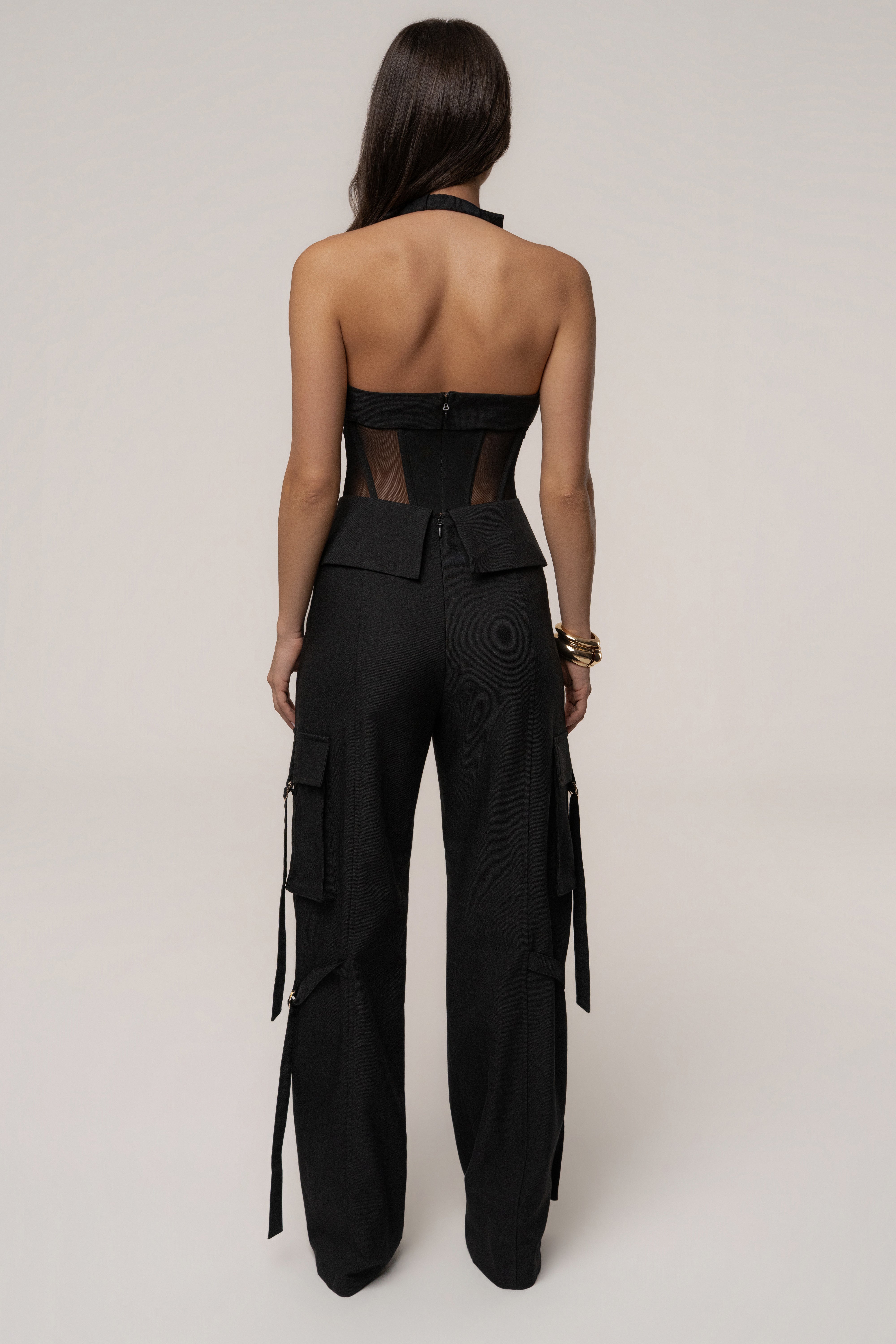 Black JLUXLABEL Downtown Cargo Pant, stylish casual bottoms with multiple pockets and a relaxed fit.