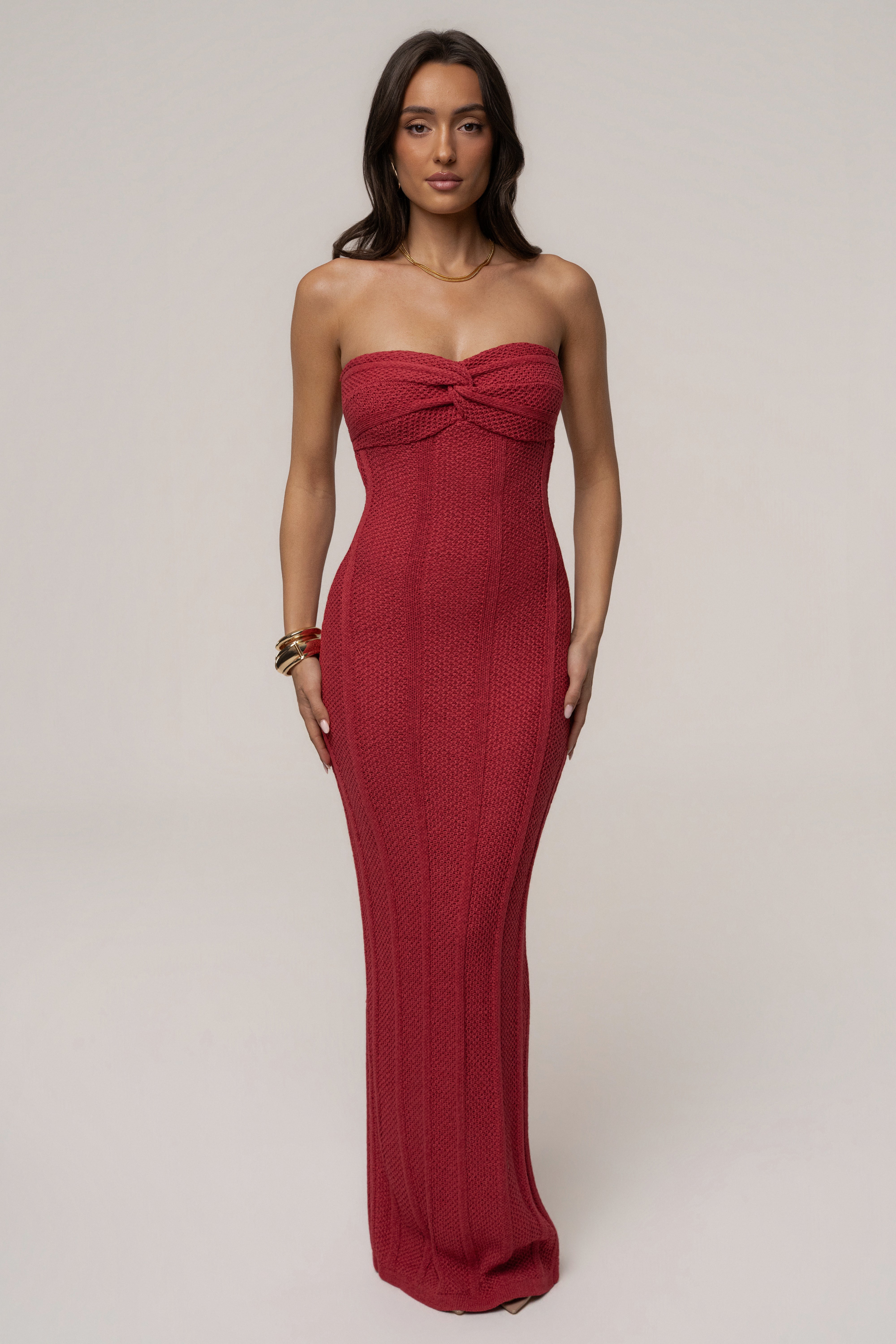 Berry Blanca Strapless Maxi Dress