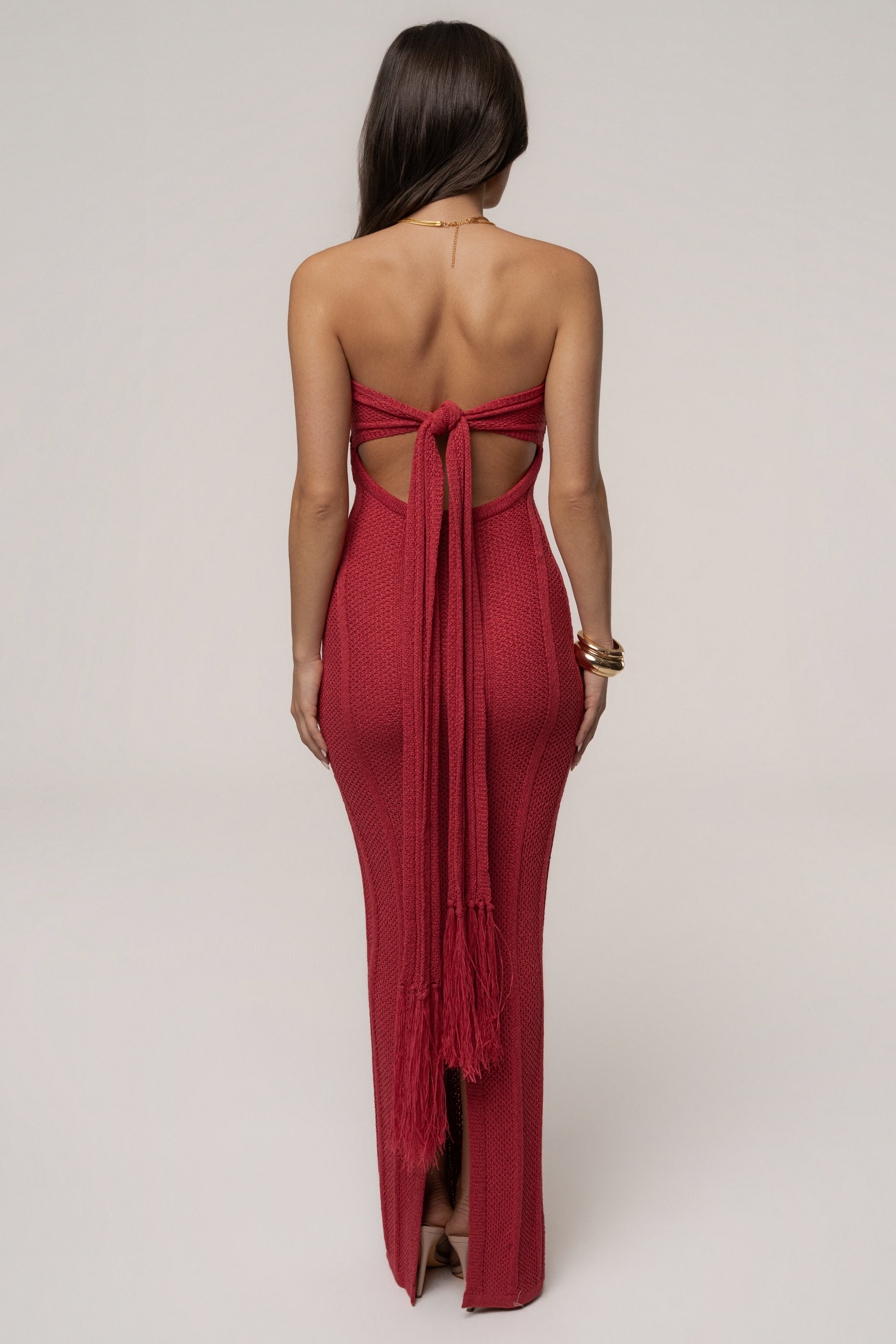 Berry Blanca Strapless Maxi Dress