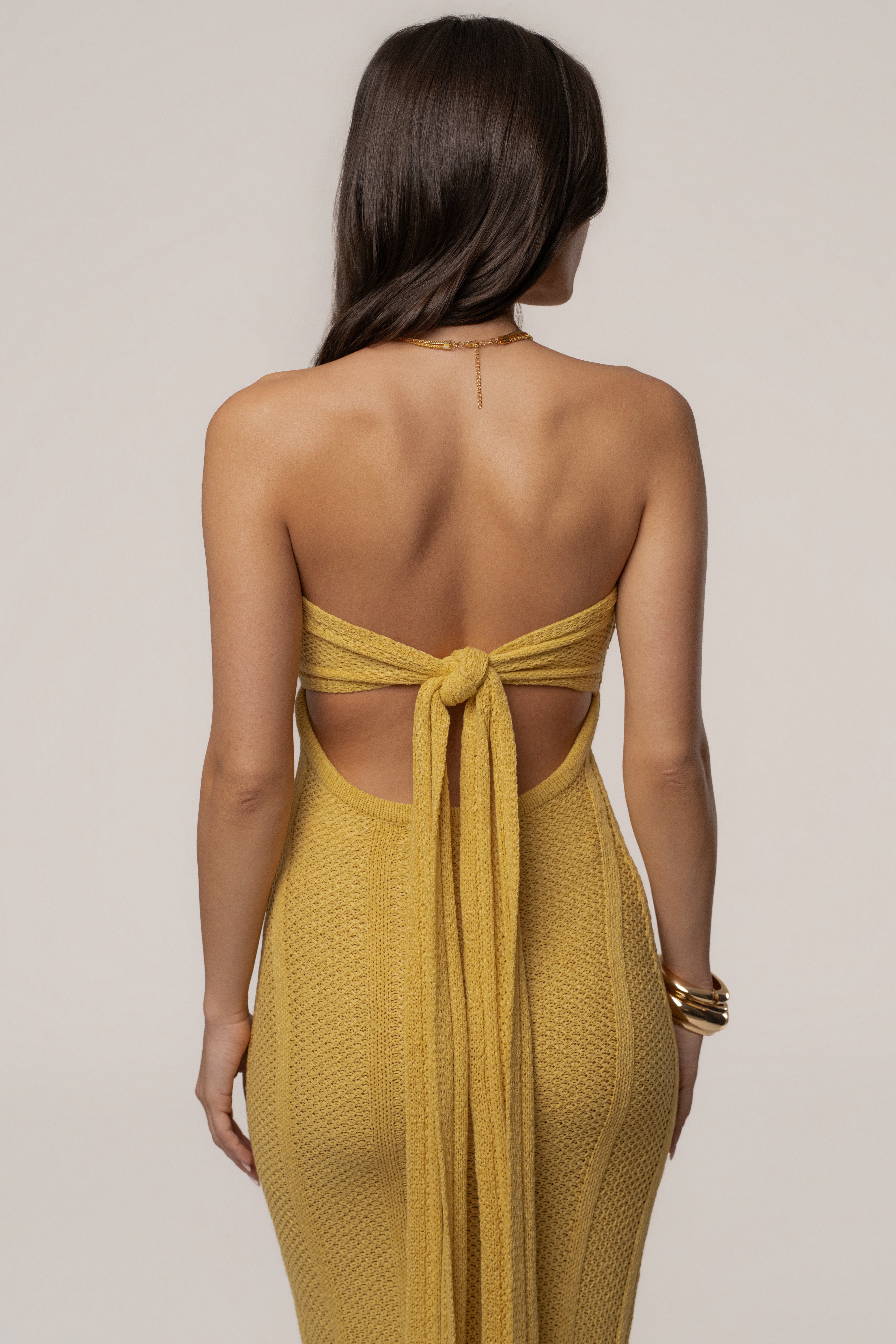 Yellow Blanca Strapless Maxi Dress