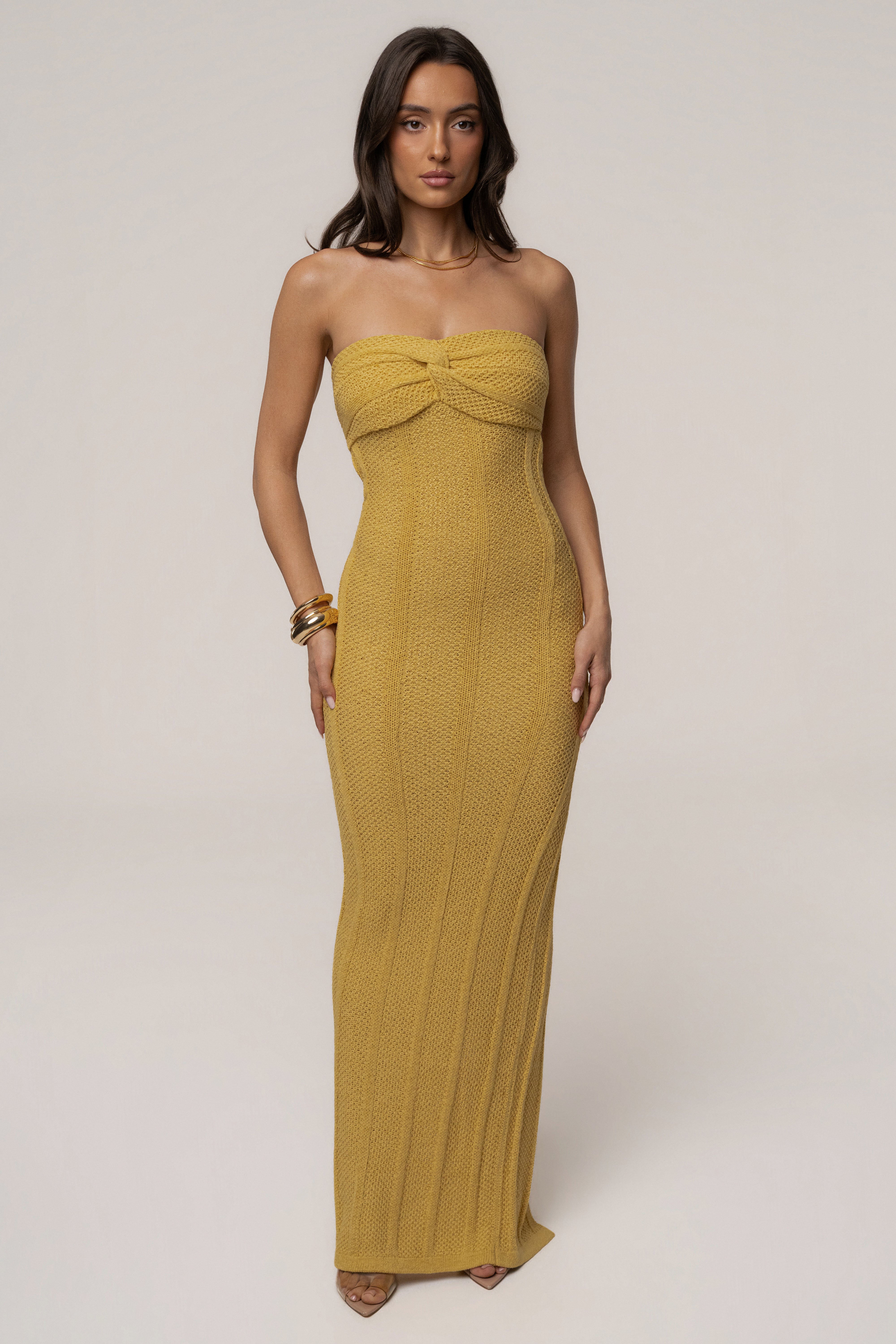 Yellow Blanca Strapless Maxi Dress