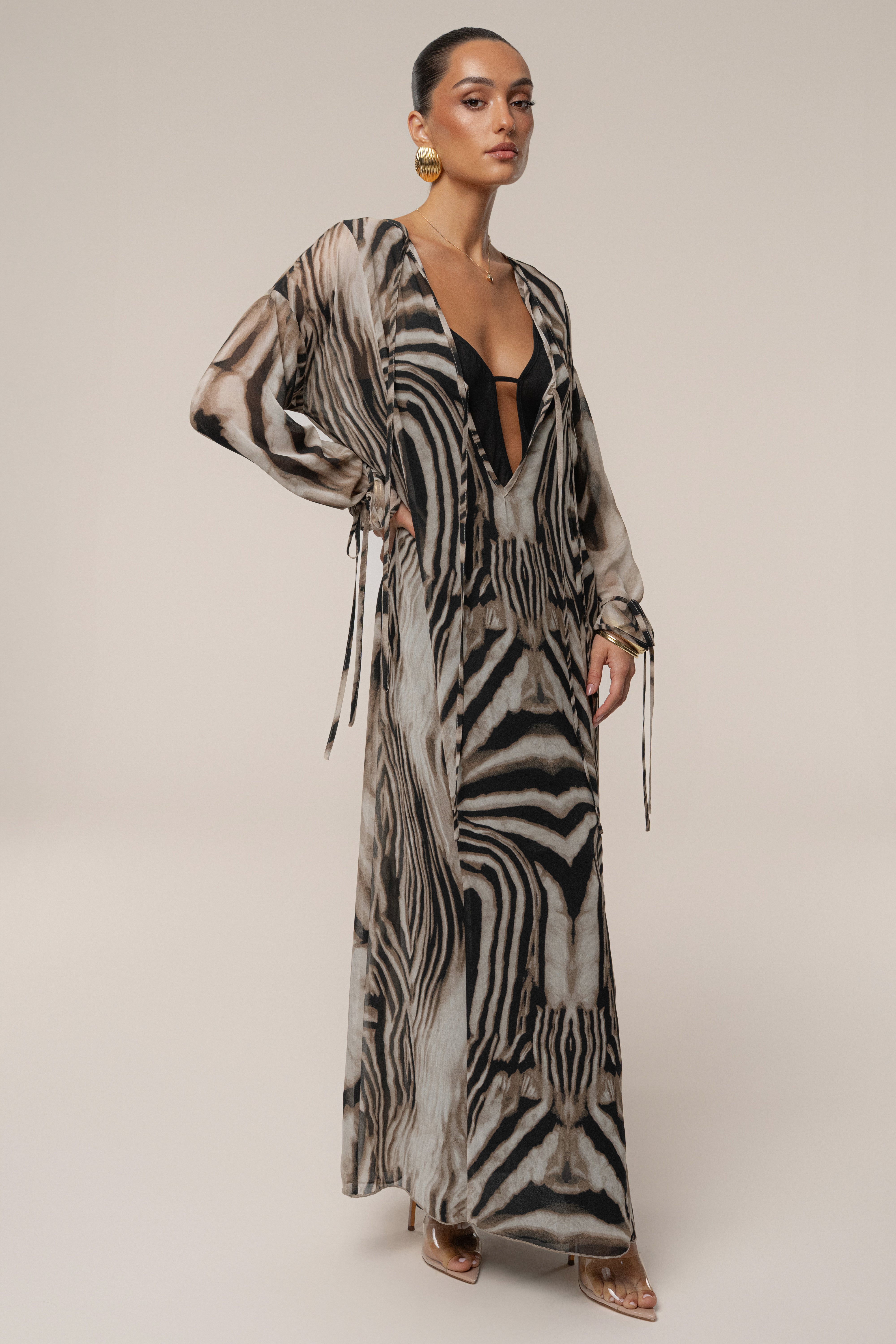 Brown Zebra Print New Vista Maxi Dress