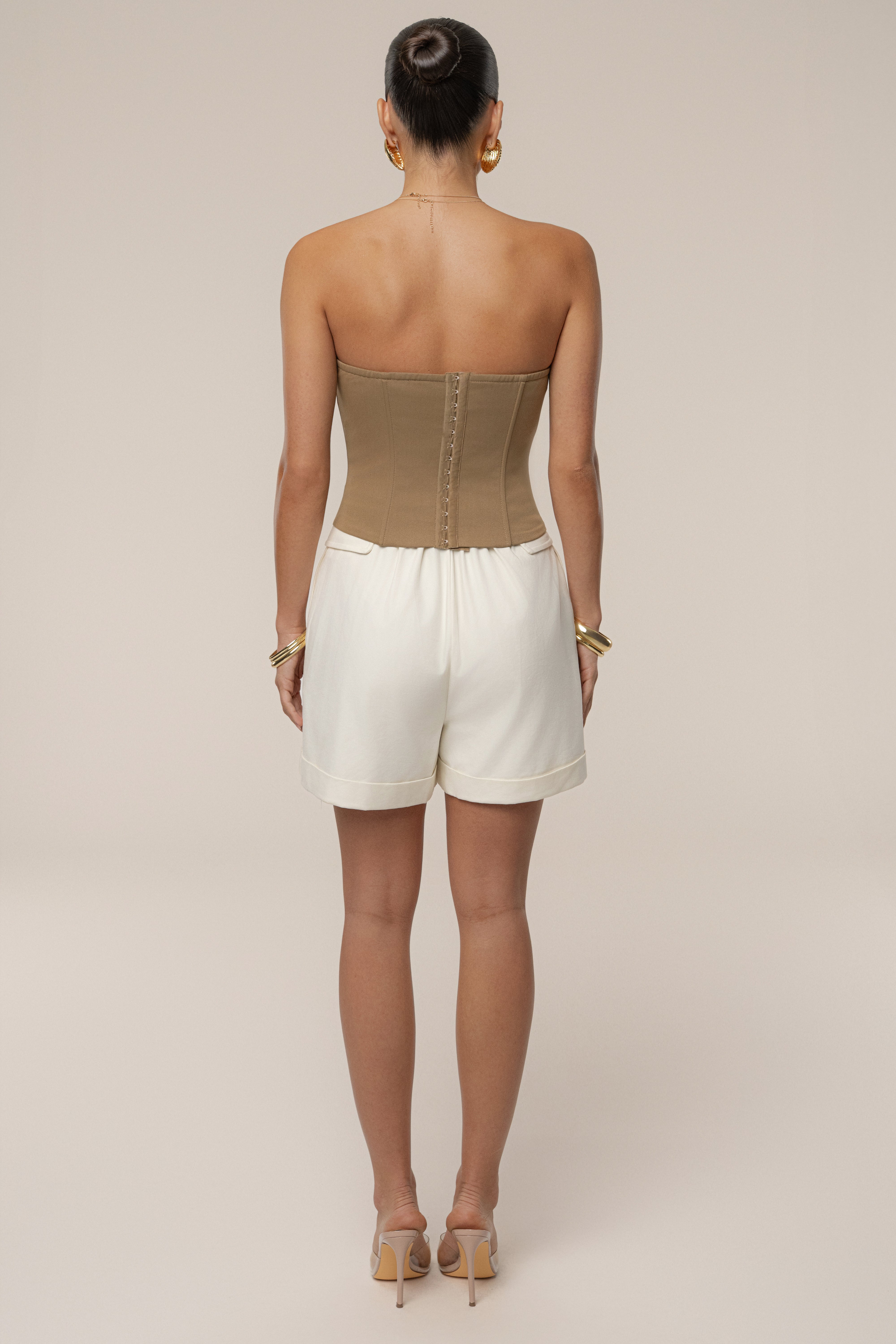 カットソー(半袖/袖なし) TAN 2018ss GUM CORSET Satin Corset in Sunset - Strapless Orange Corset – Guizio