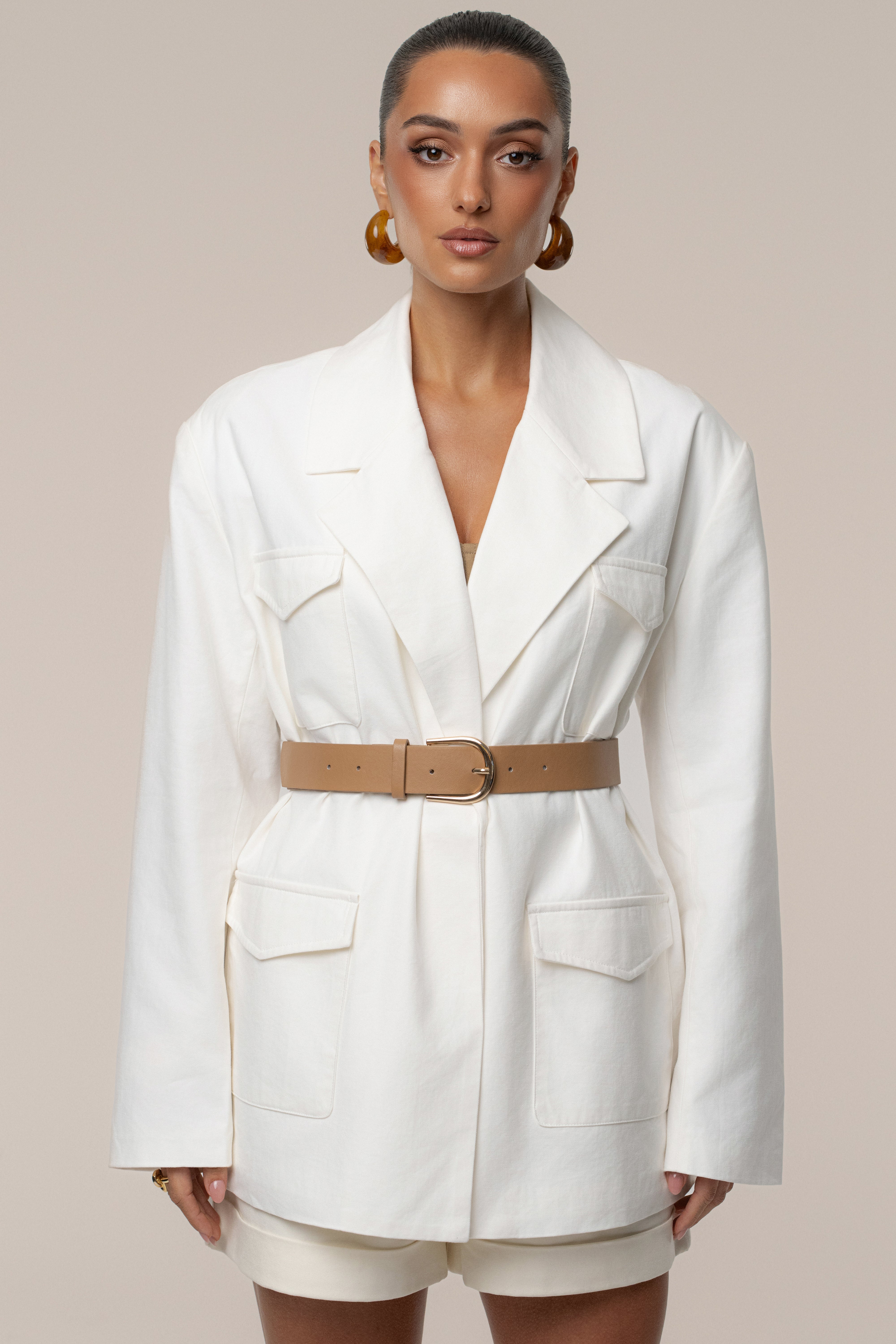 Ivory Precision Woven Blazer - JLUXLABEL