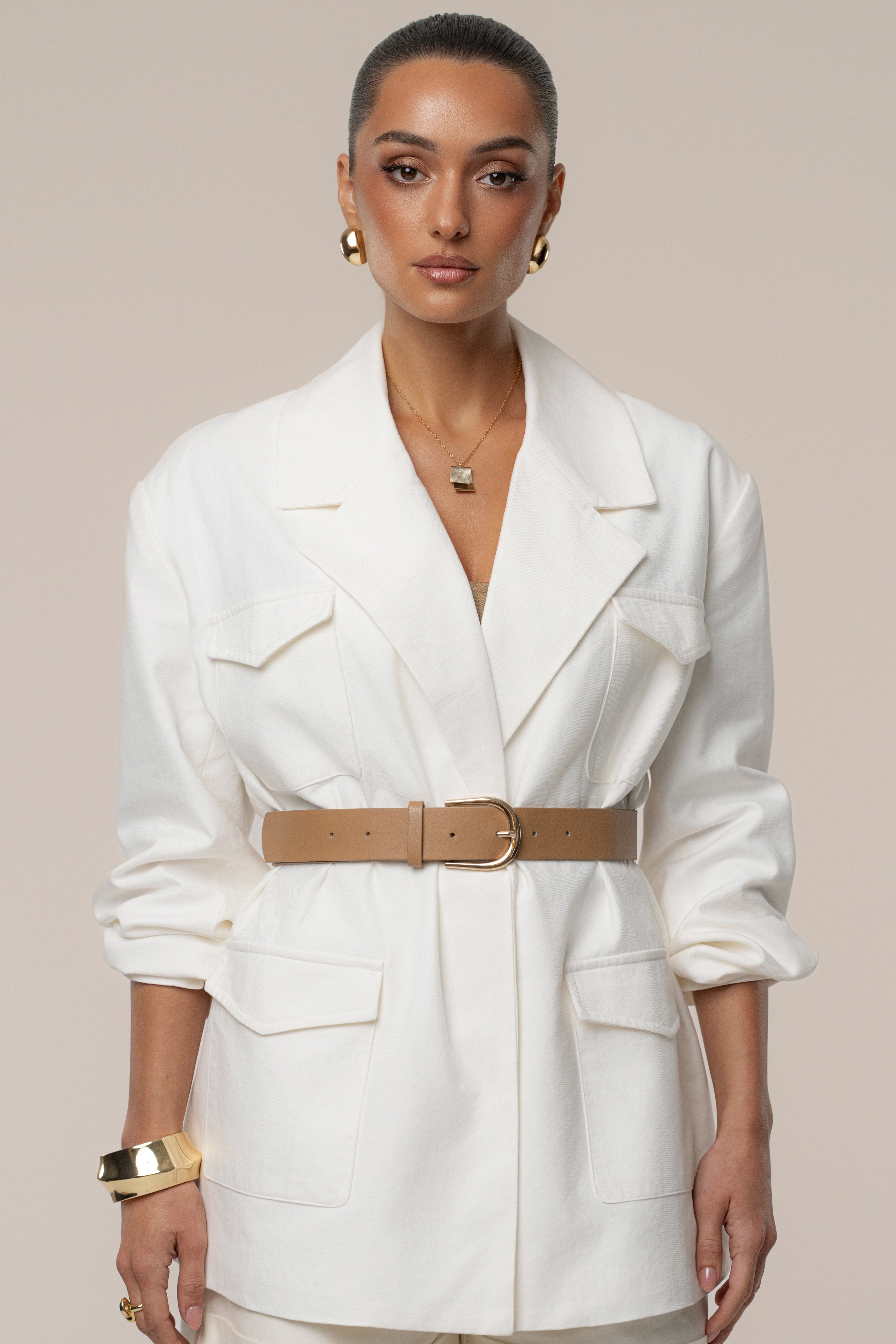 Ivory Precision Woven Blazer - JLUXLABEL