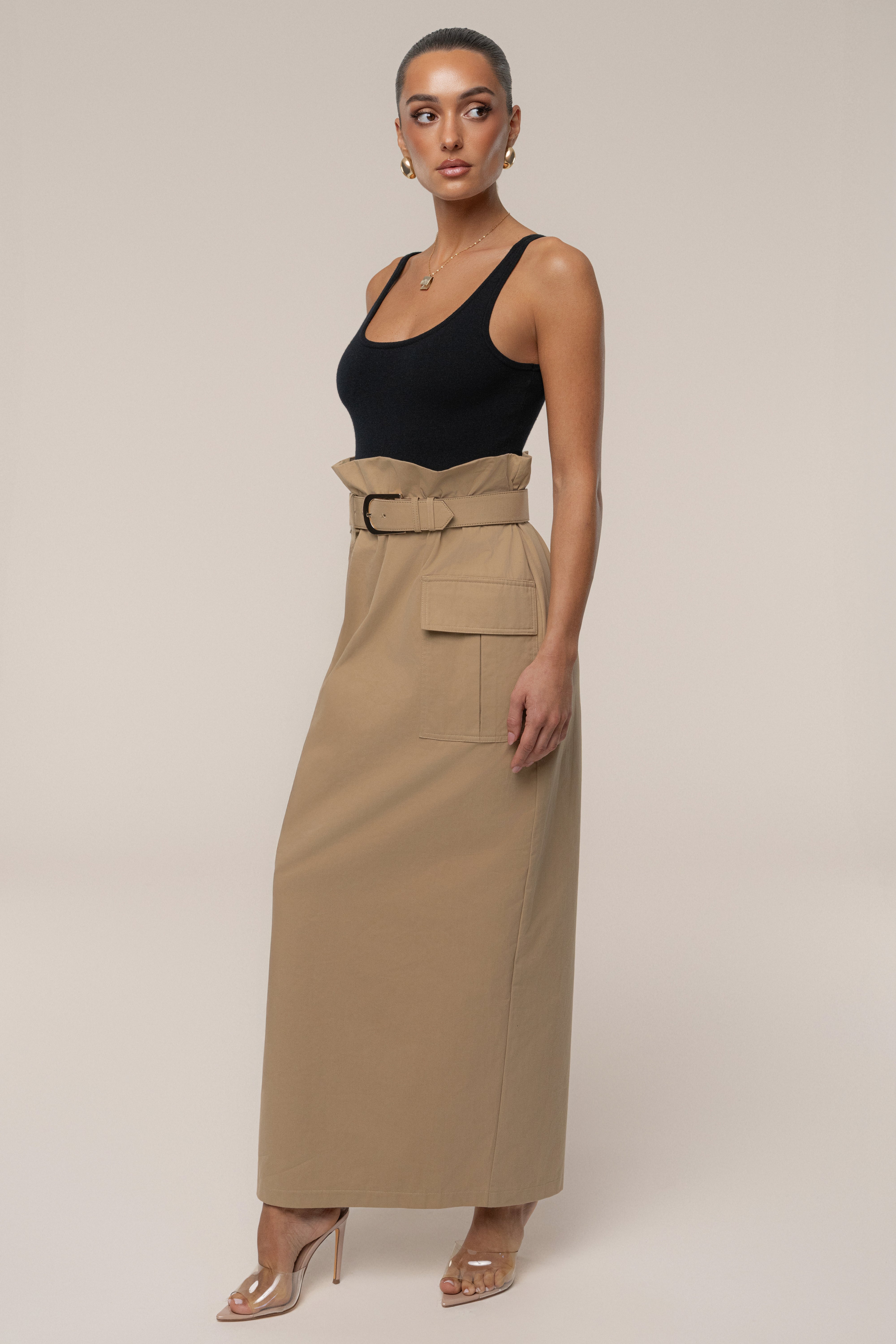 Khaki New Edge Cargo Skirt - JLUXLABEL