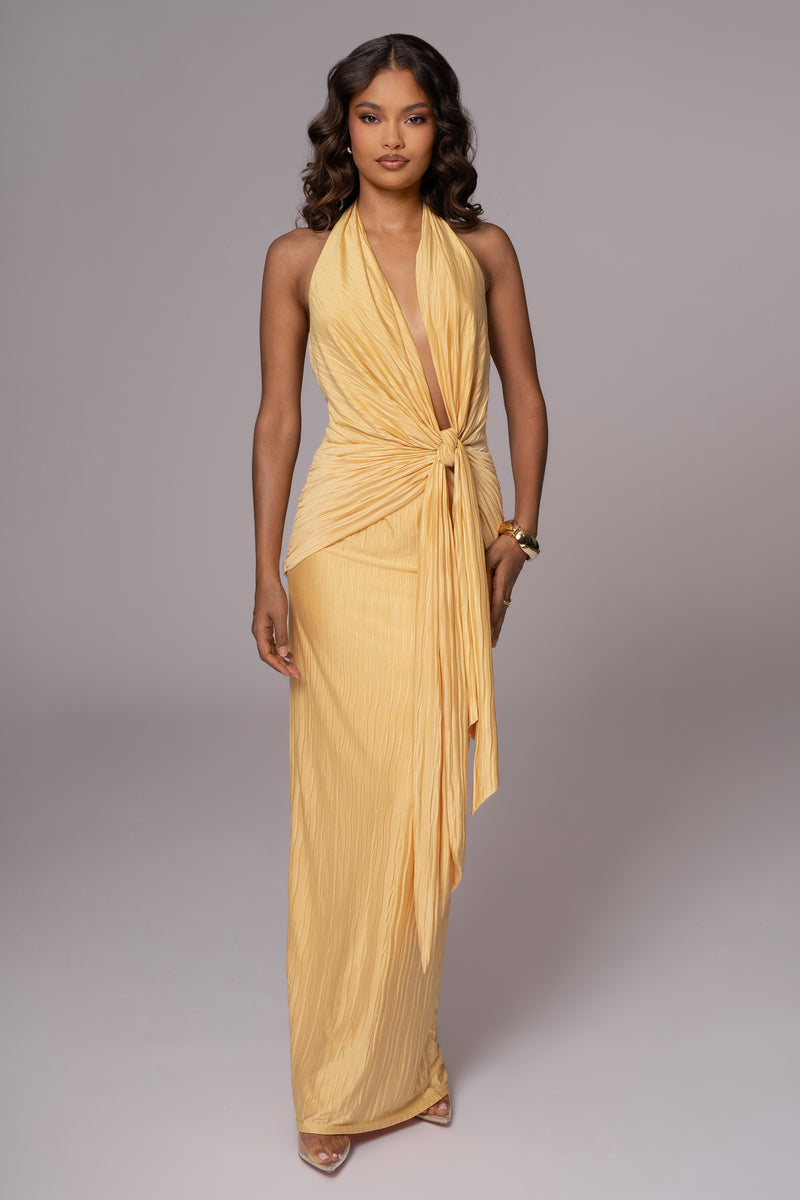 Yellow Under The Moonlight Drape Dress