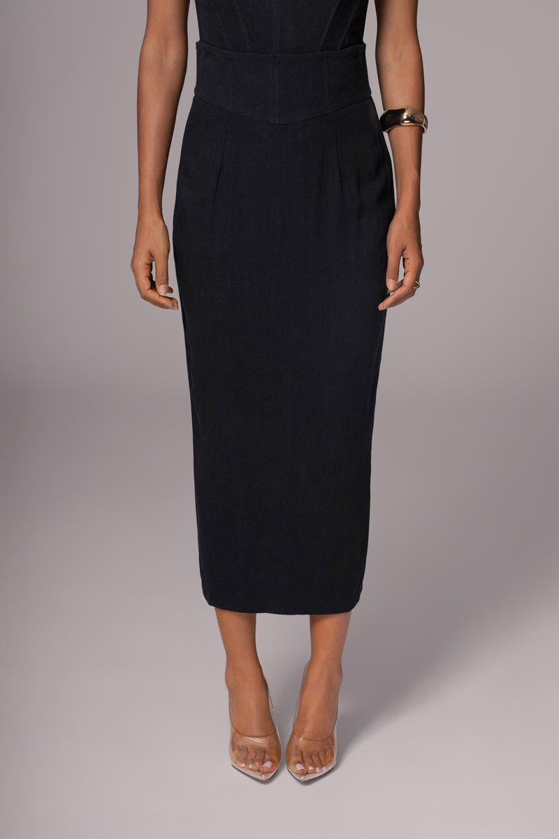 Black Coastland Linen Skirt