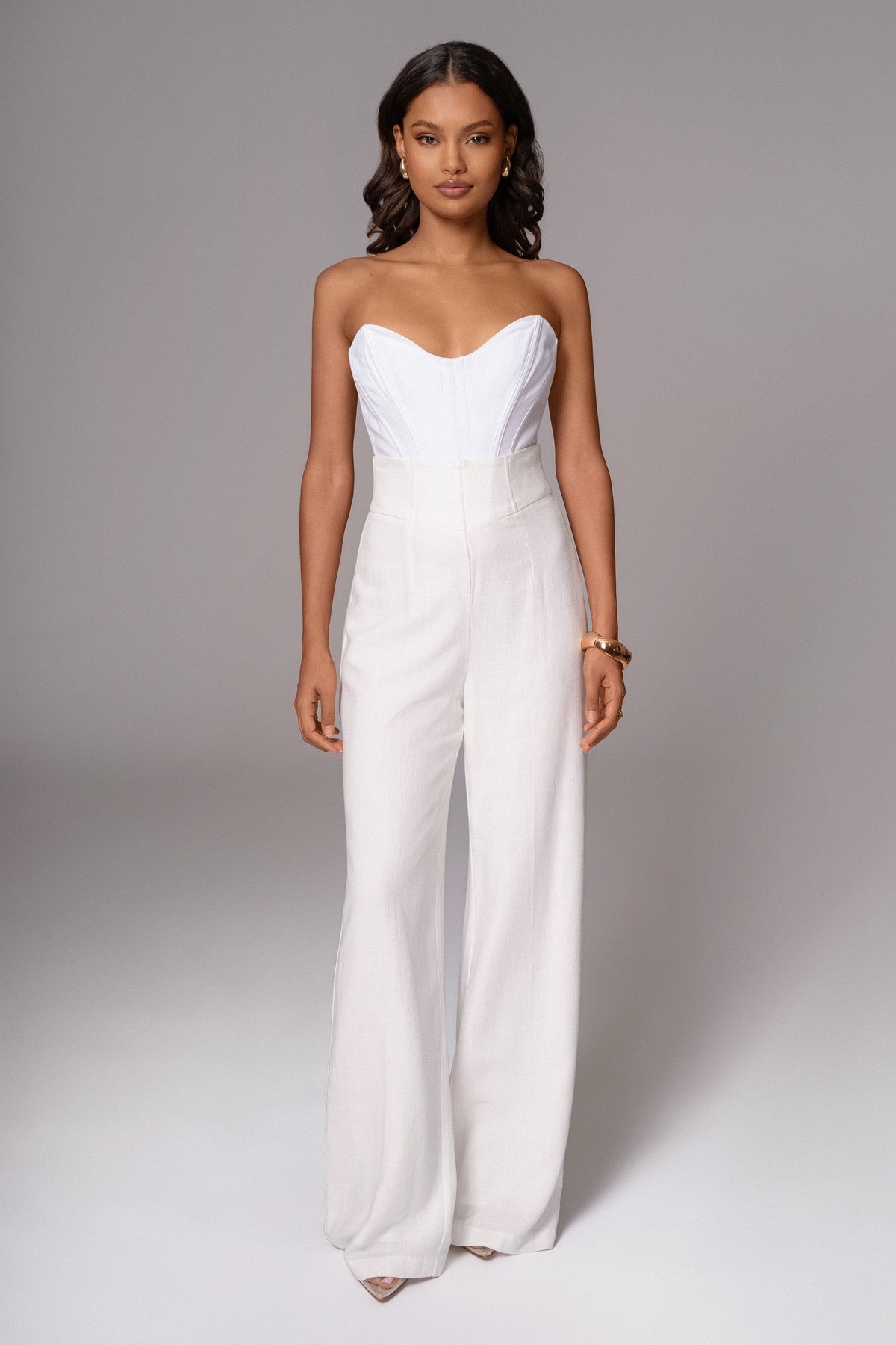IVORY COTTON LINEN PANTS main image 0