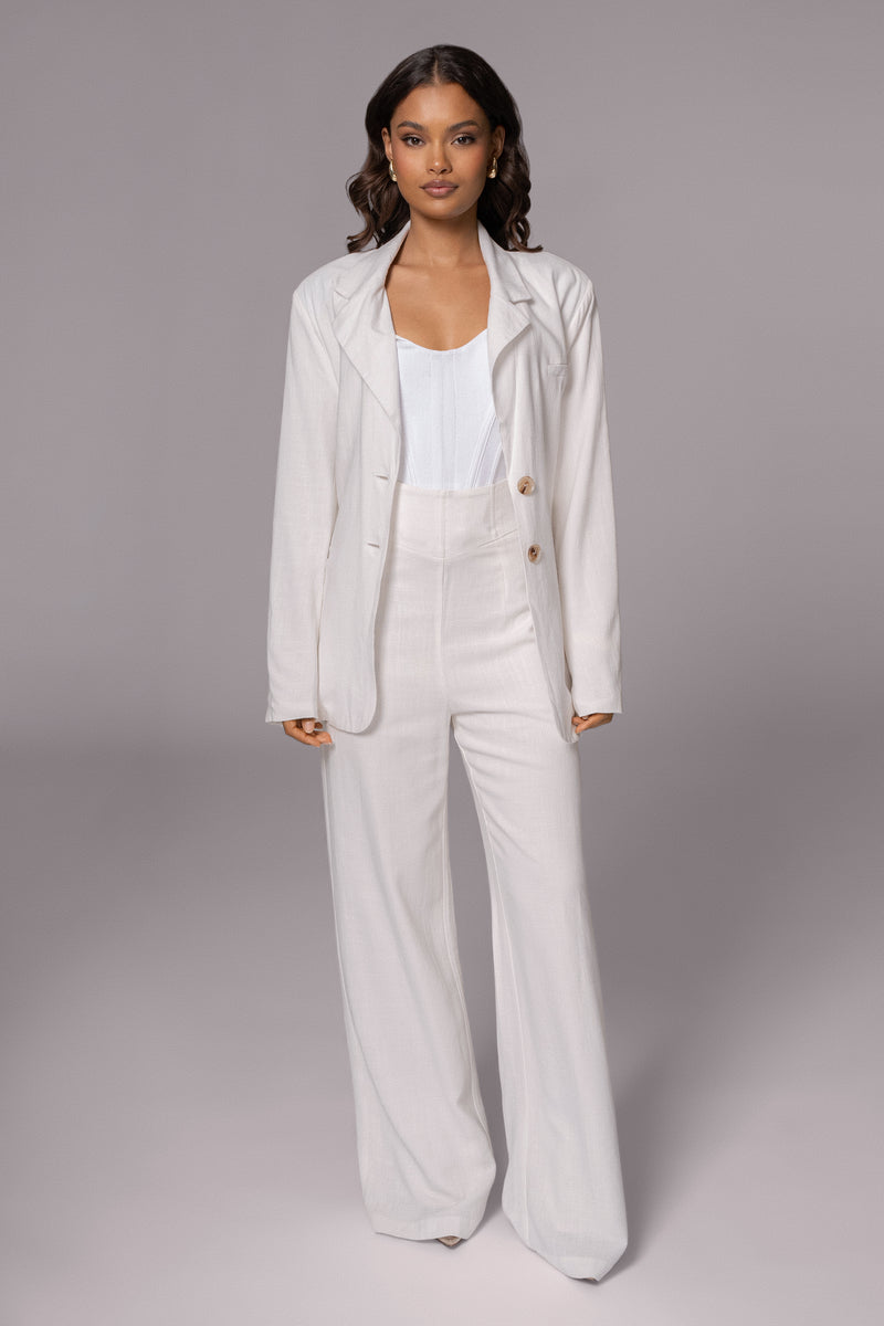 Ivory Ocean Breeze Linen Blazer