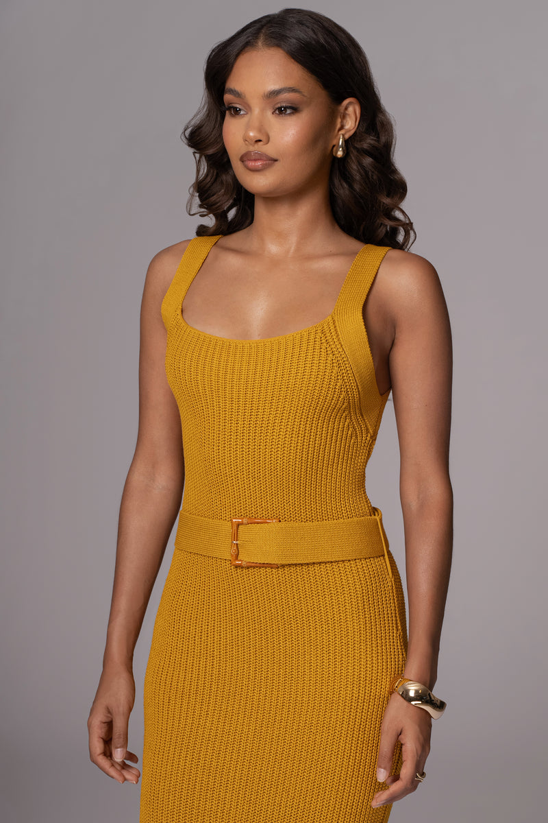 Yellow Moonrise Ribbed Maxi Dress