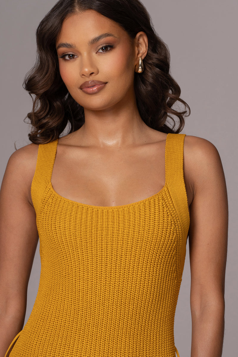 Yellow Moonrise Ribbed Maxi Dress