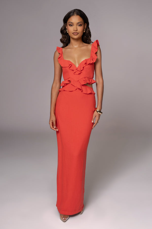 Robe maxi en lin Coral Brighter Days