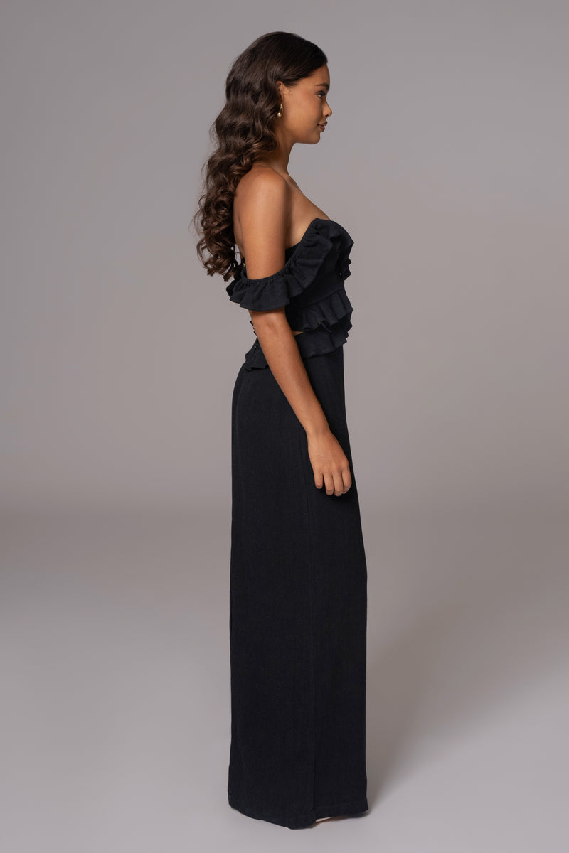 Robe maxi en lin noire Brighter Days