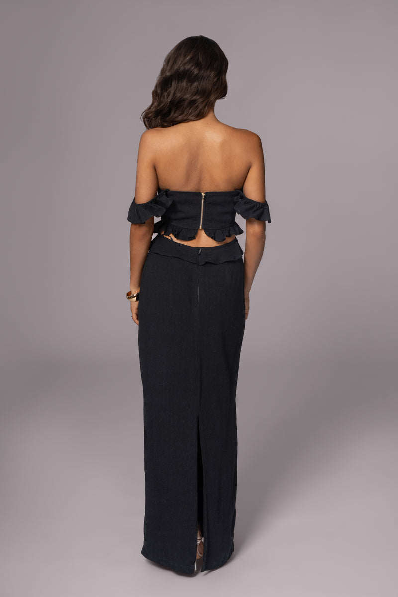 Robe maxi en lin noire Brighter Days