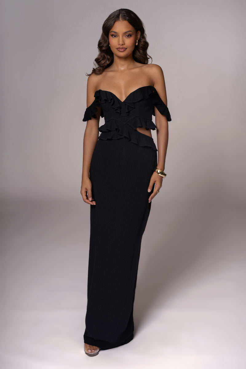 Robe maxi en lin noire Brighter Days