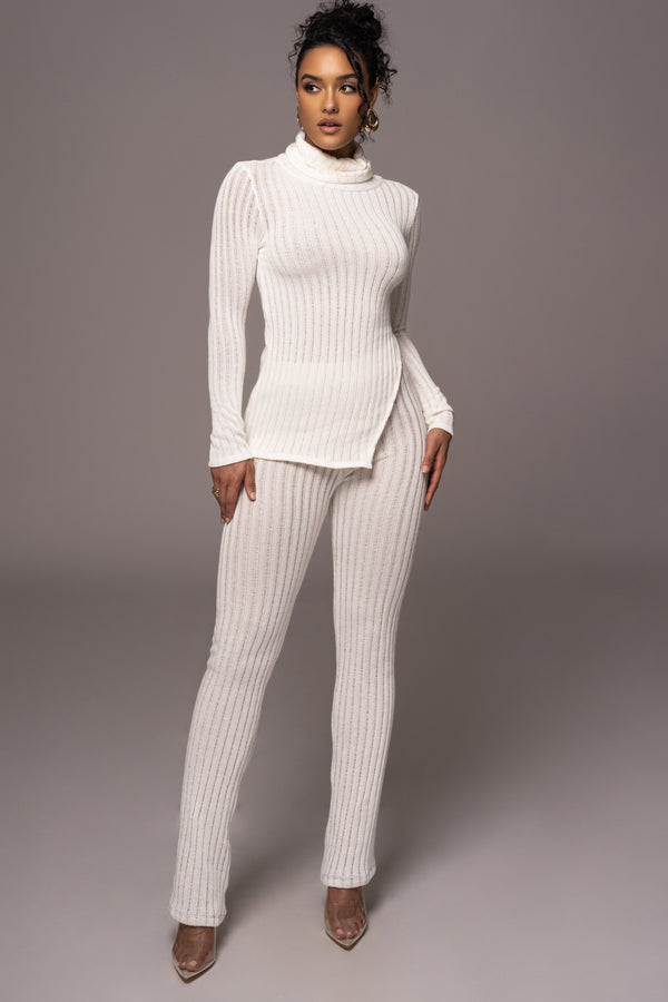 White Better Together Ribbed Pants