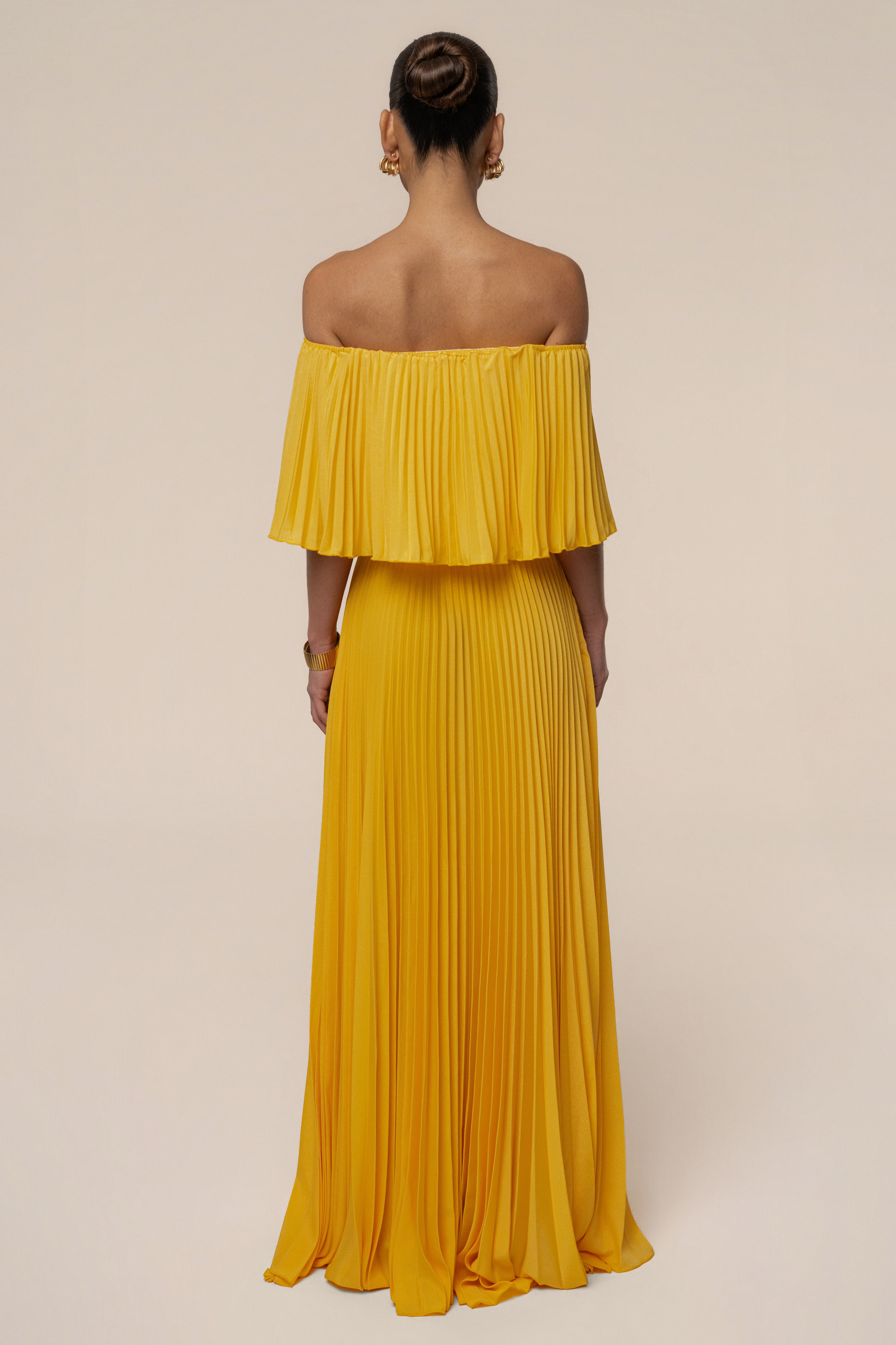 Yellow Sunshine Pleated Maxi Dress