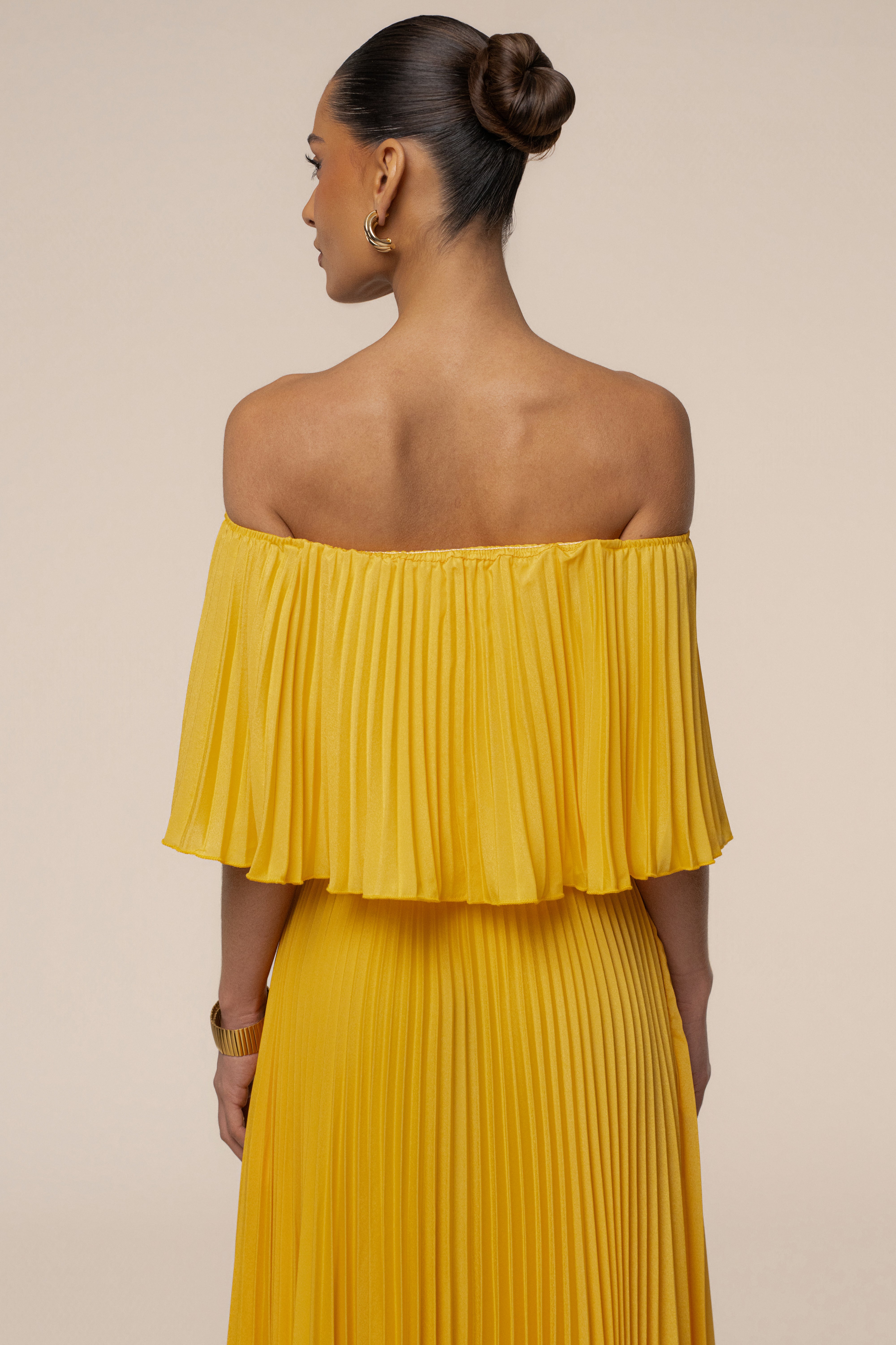Yellow Sunshine Pleated Maxi Dress