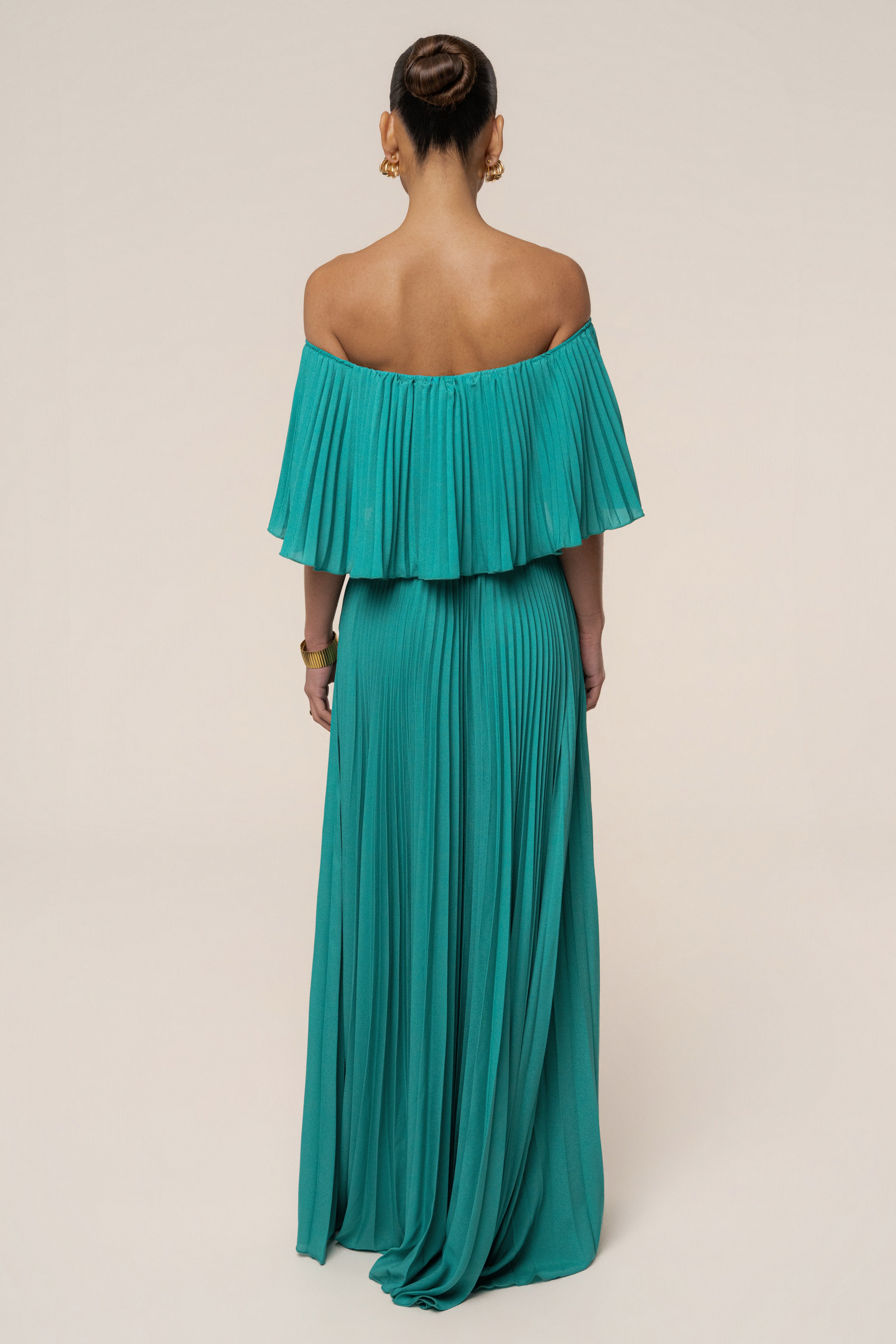 Green Sunshine Pleated Maxi Dress
