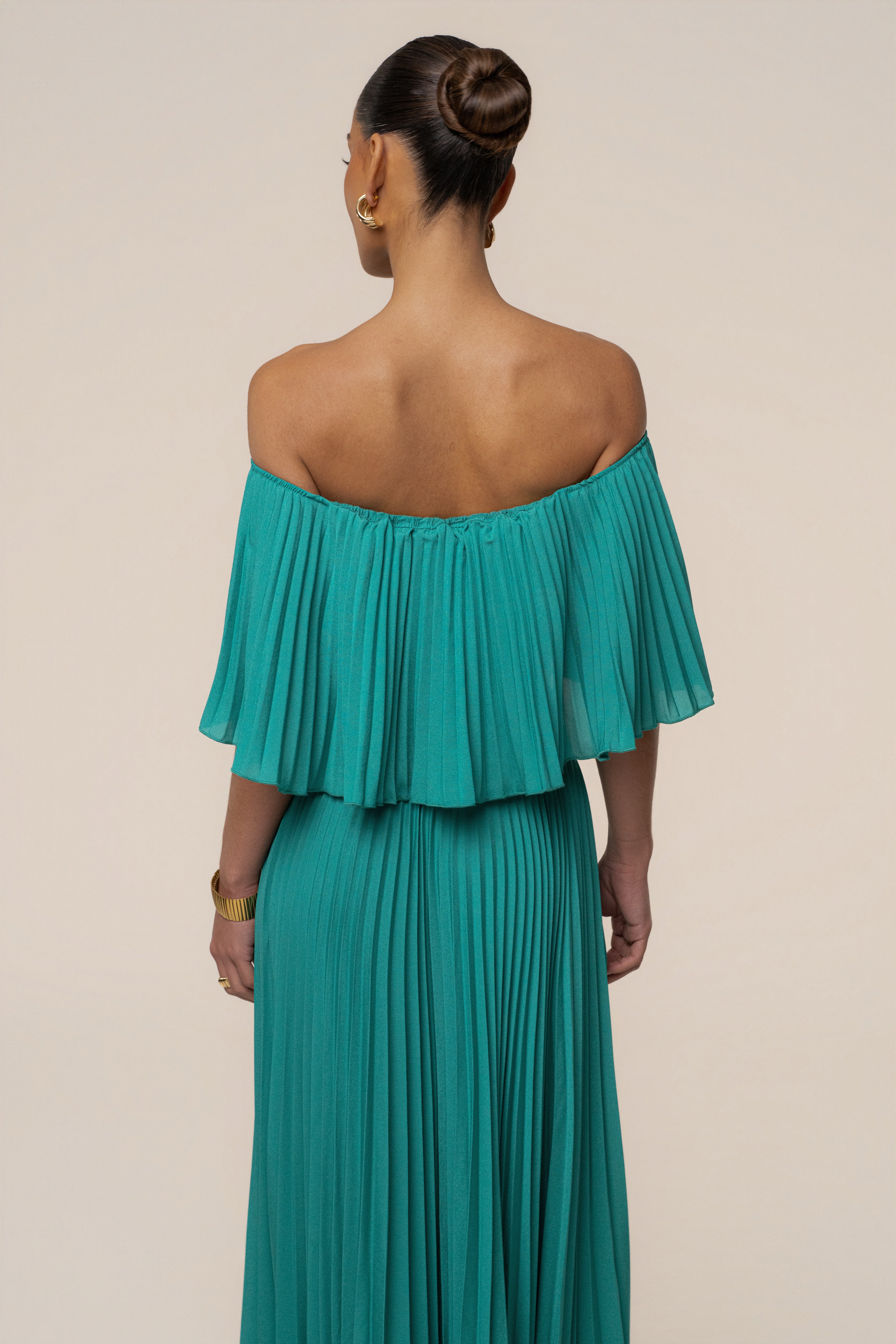 Green Sunshine Pleated Maxi Dress