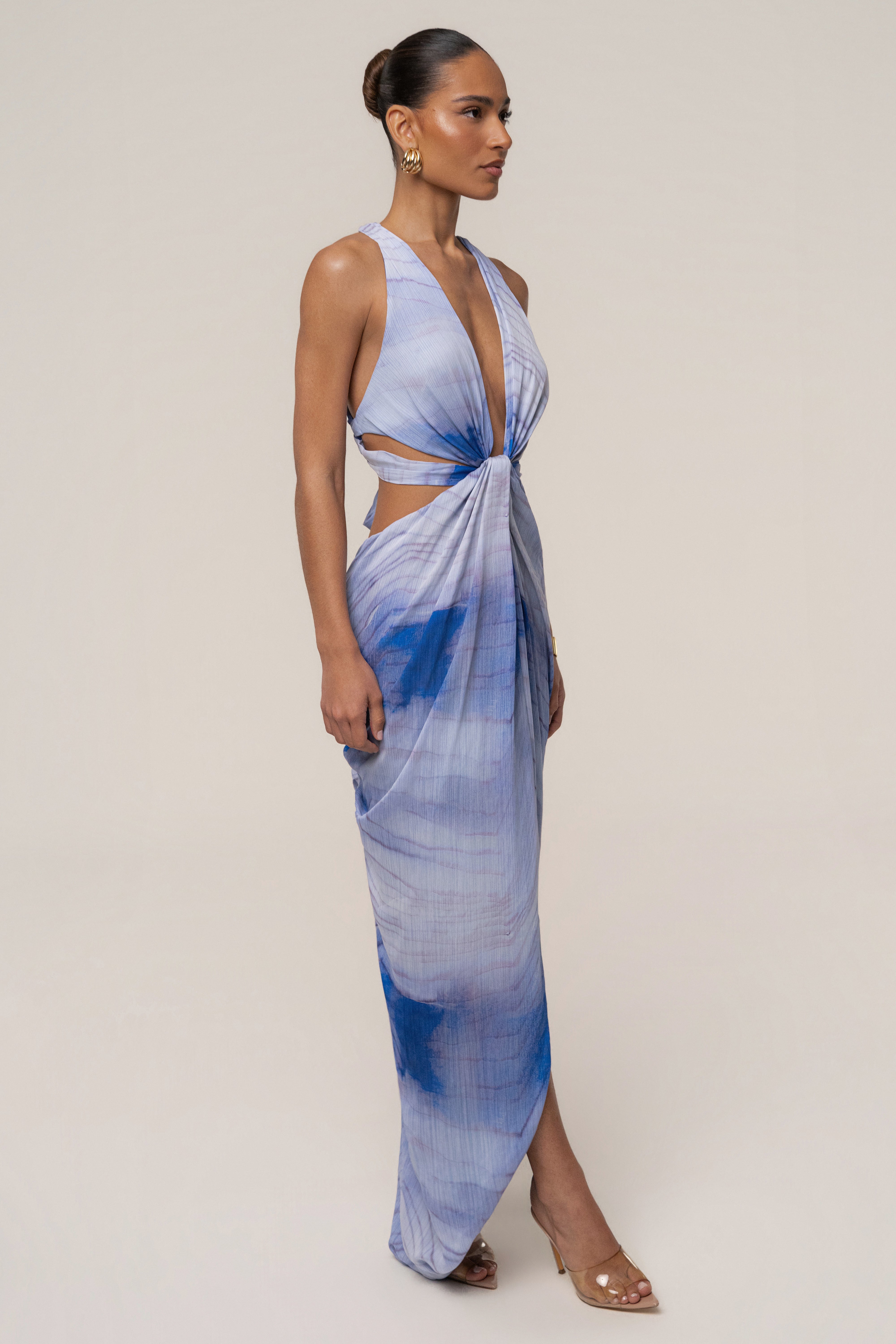 Blue Coastline maxi dress by JLUXLABEL featuring flowing fabric and a stylish design, perfect for summer or casual occasions.