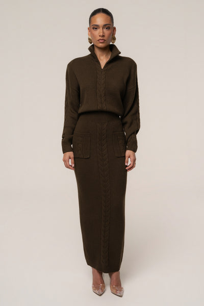Chocolate Cozy Intentions Ribbed Dress
