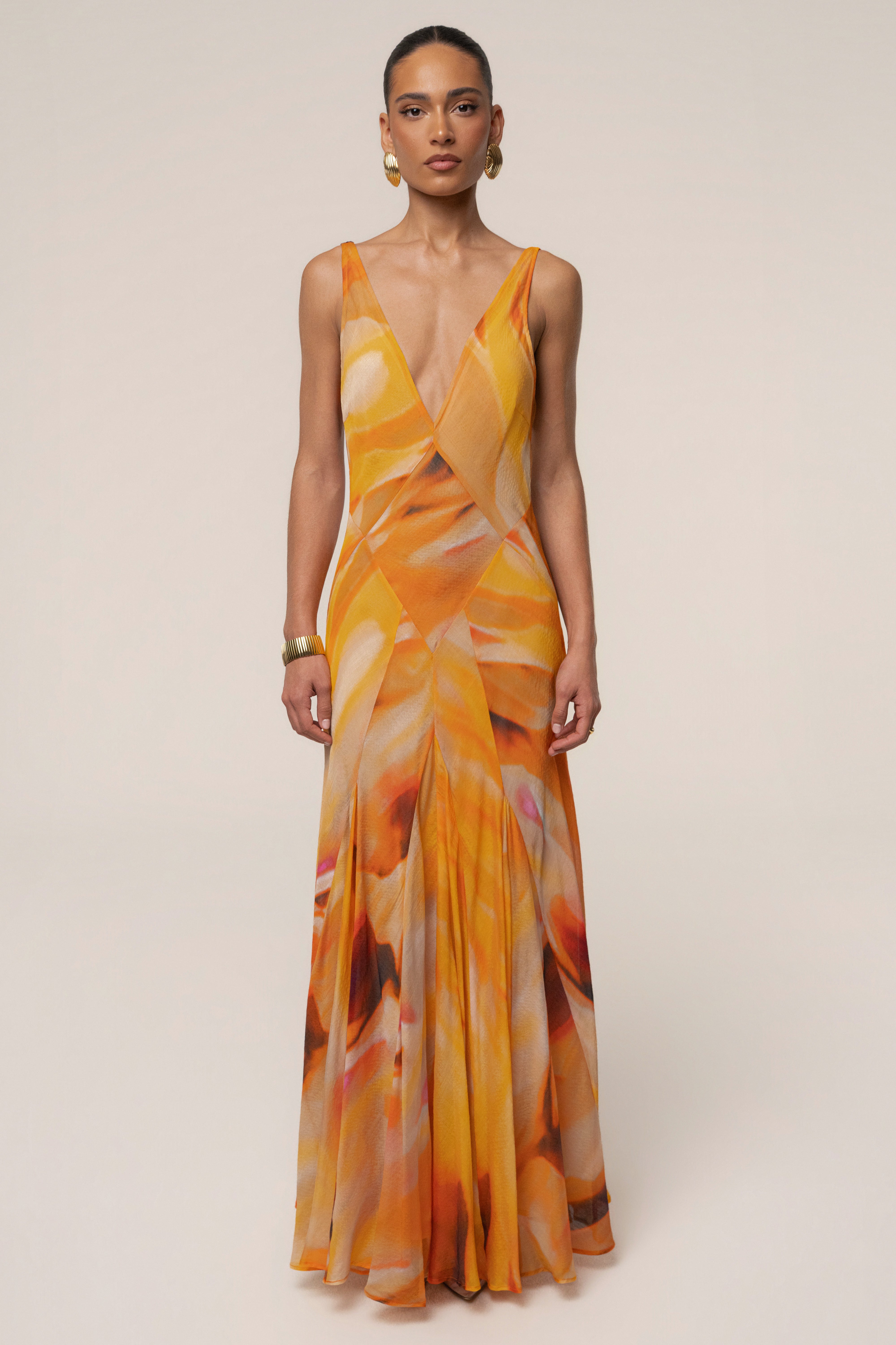 Yellow Prism Tide maxi dress by JLUXLABEL featuring a flowing silhouette and vibrant color, perfect for summer occasions.