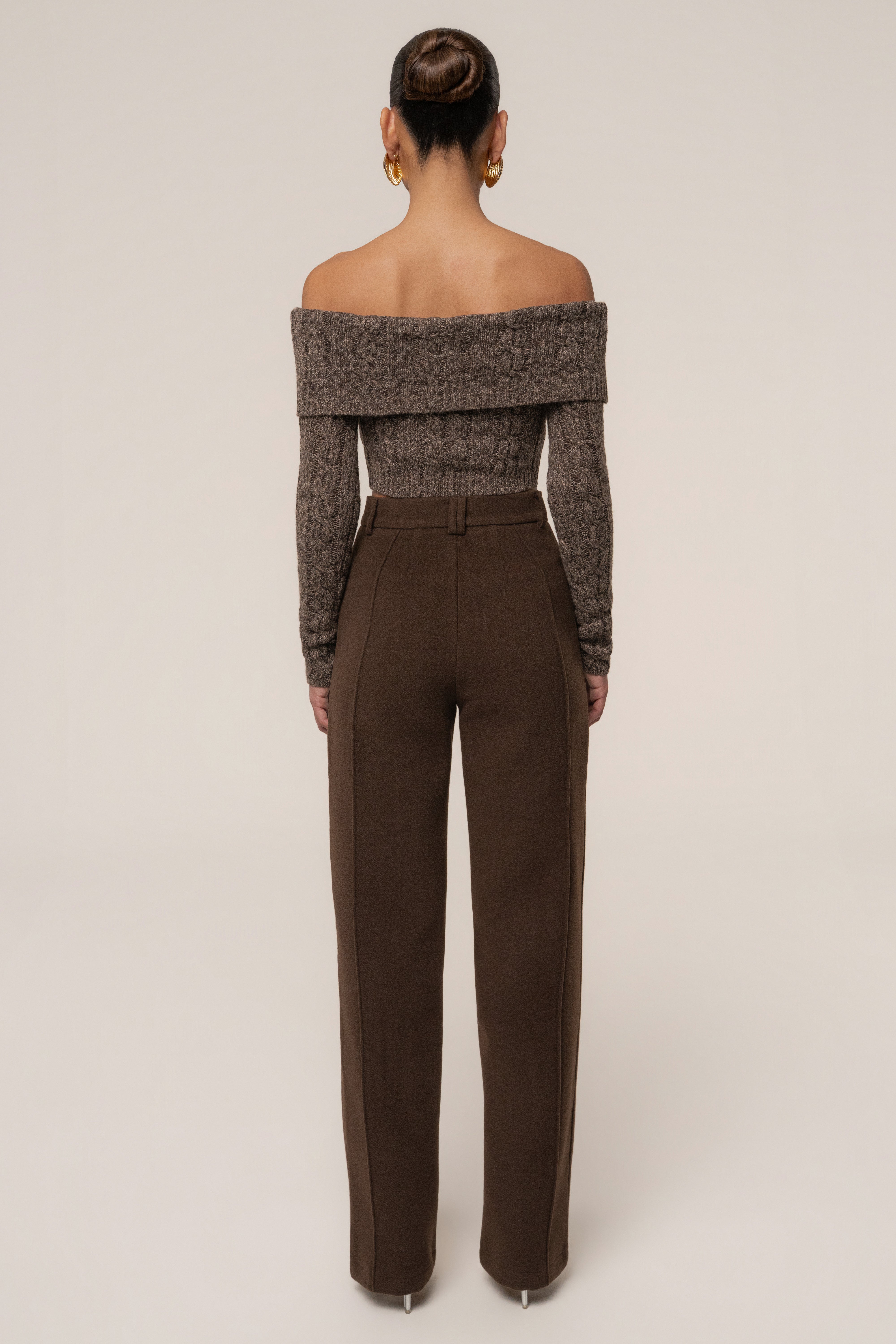 Brown Off Duty Sweater Top from JLUXLABEL, featuring a cozy knit design, long sleeves, and a relaxed fit.