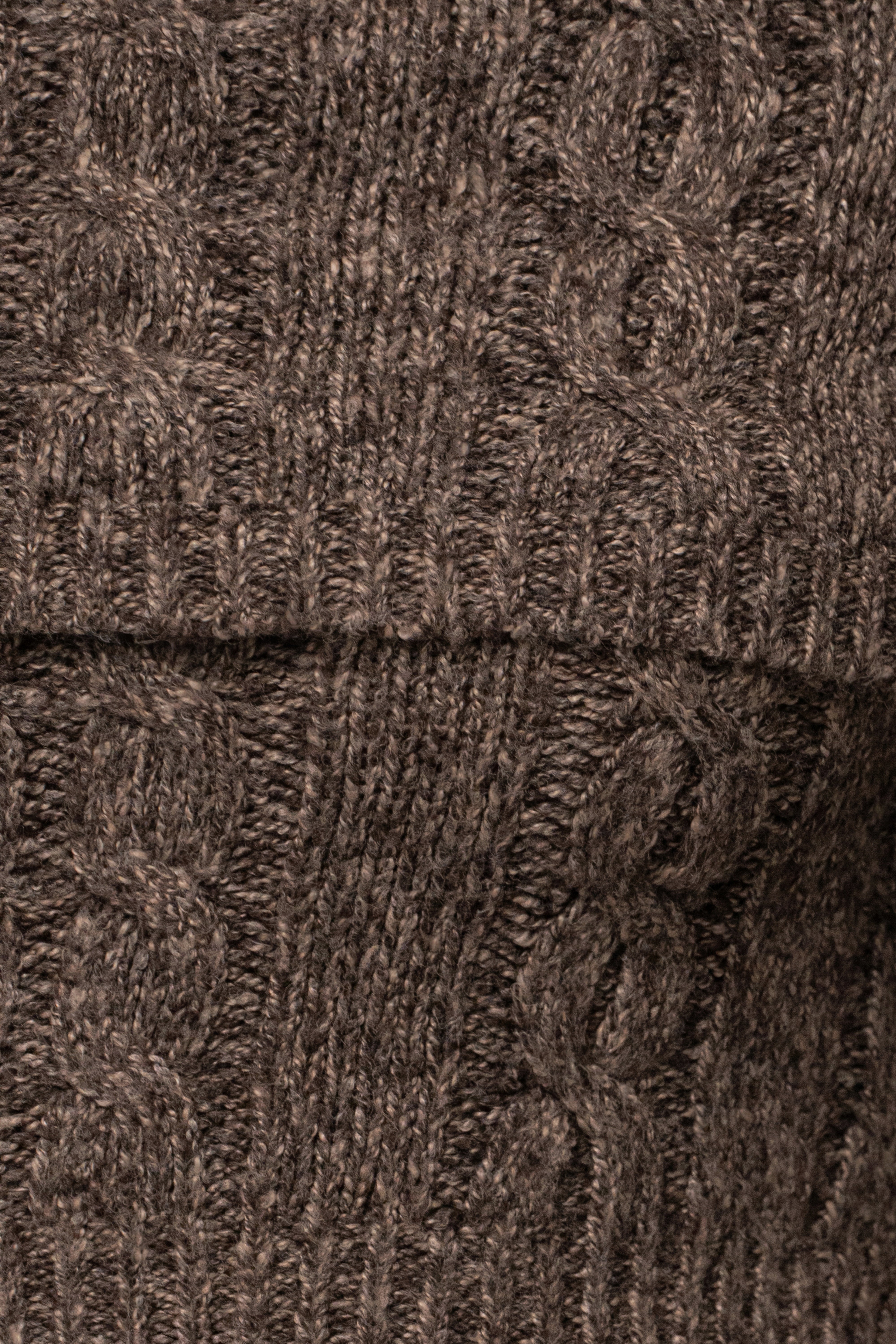 Brown off duty sweater top by JLUXLABEL, featuring a cozy relaxed fit and soft knit fabric, perfect for casual wear.