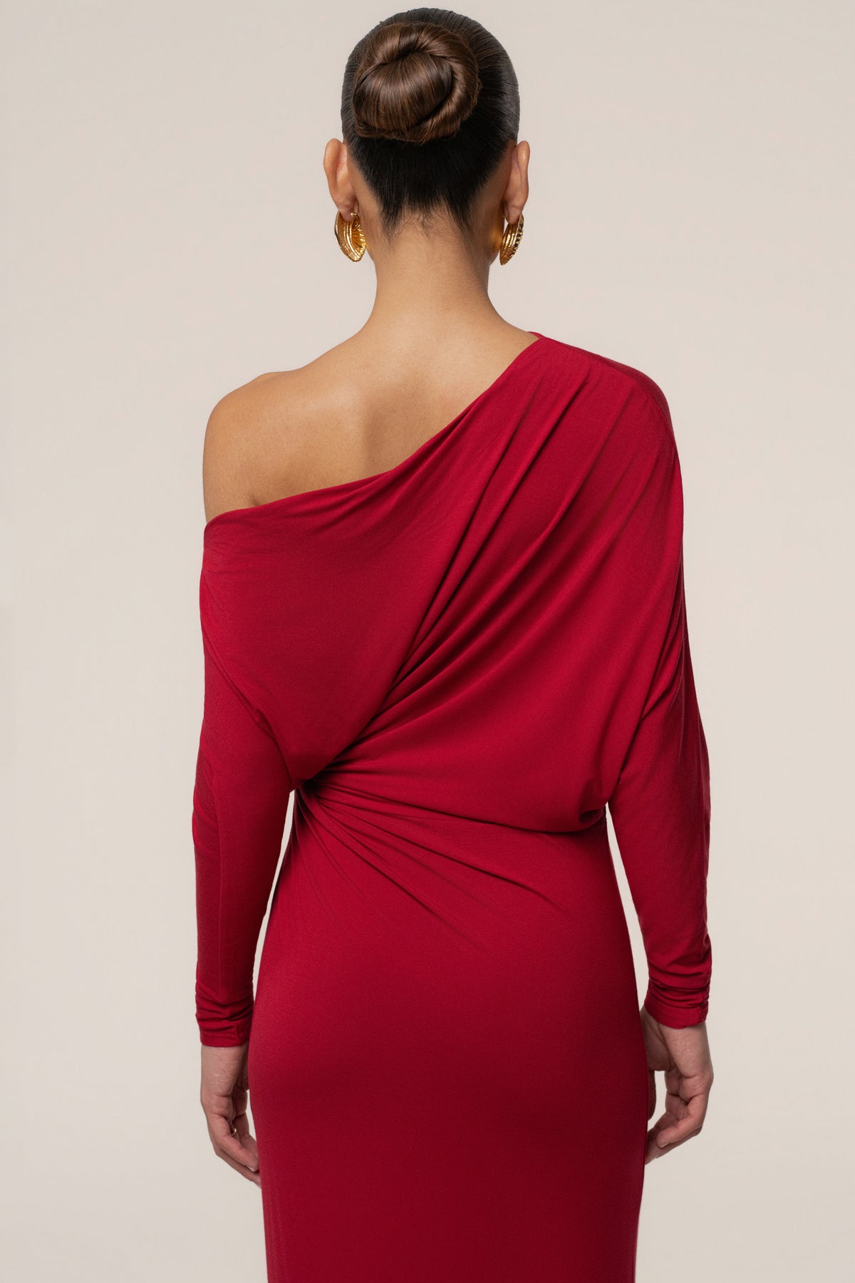 Red Eternal Obsession maxi dress by JLUXLABEL, flowing fabric with a fitted bodice and elegant length, perfect for formal occasions.
