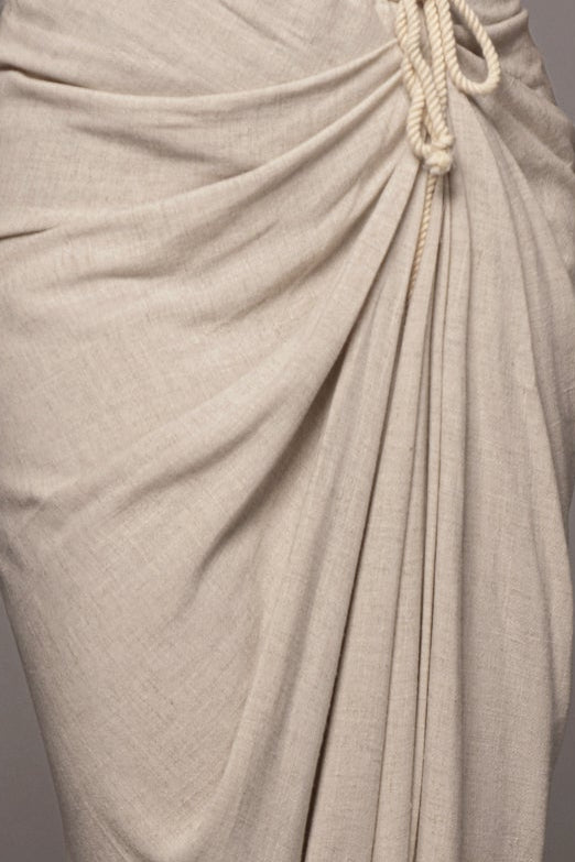 Natural Noelia Linen Slit Skirt
