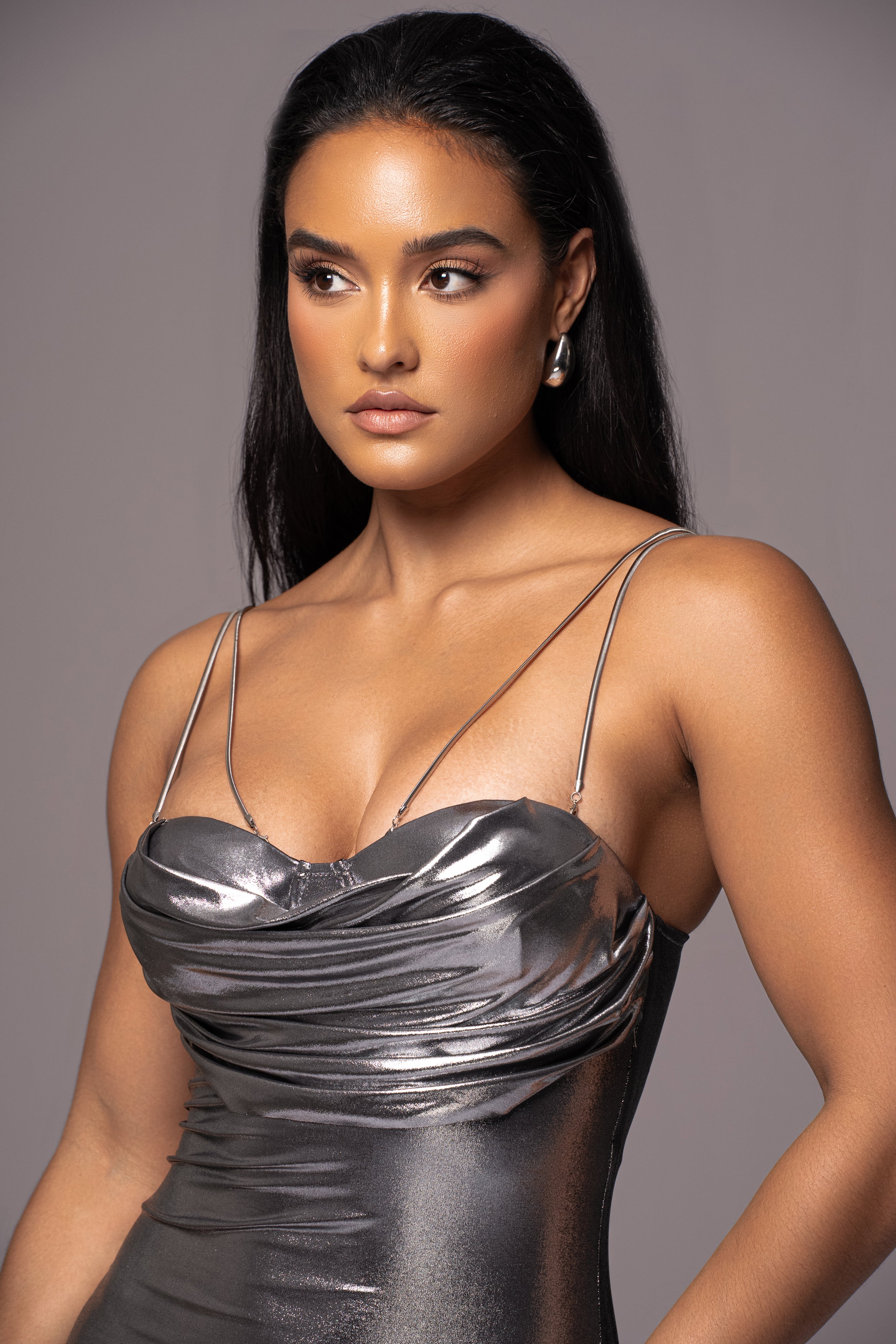 Silver Visions Of You Midi Dress Silver Visions Of You Midi Dress